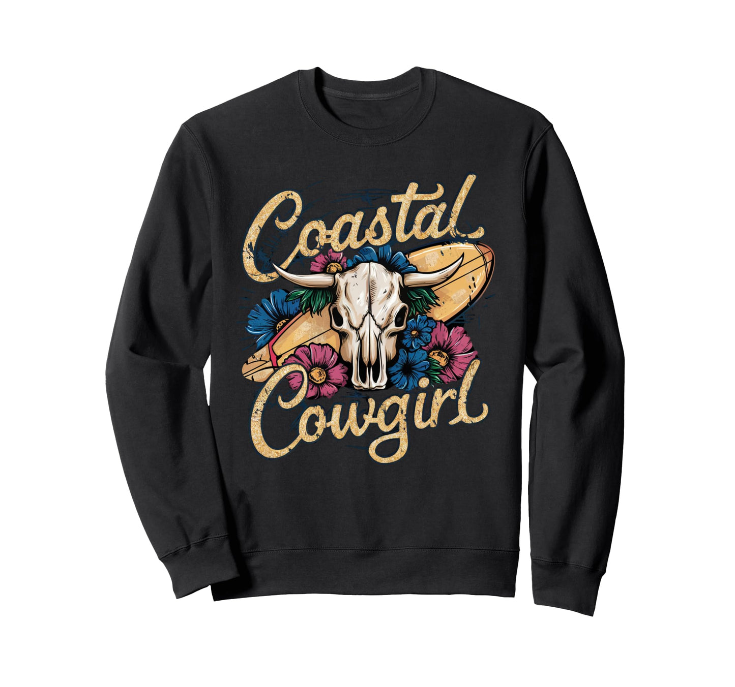 Coastal Cowgirl Vibes Surf Western Sweatshirt - Streetwear Style Unisex - T-Shirt, Sweatshirt, Hoodie
