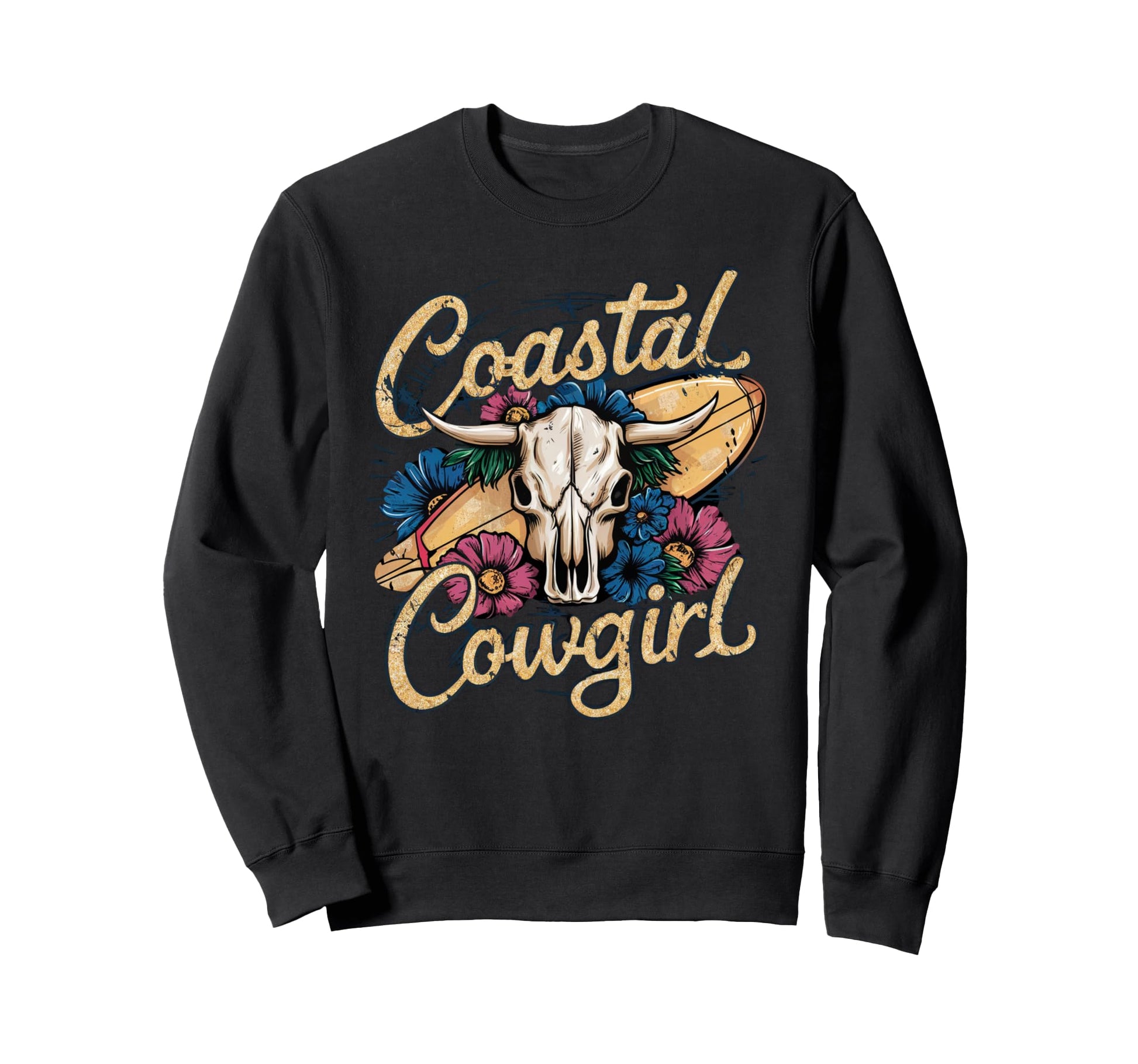 Coastal Cowgirl Vibes Surf Western Sweatshirt - Streetwear Style Unisex - T-Shirt, Sweatshirt, Hoodie