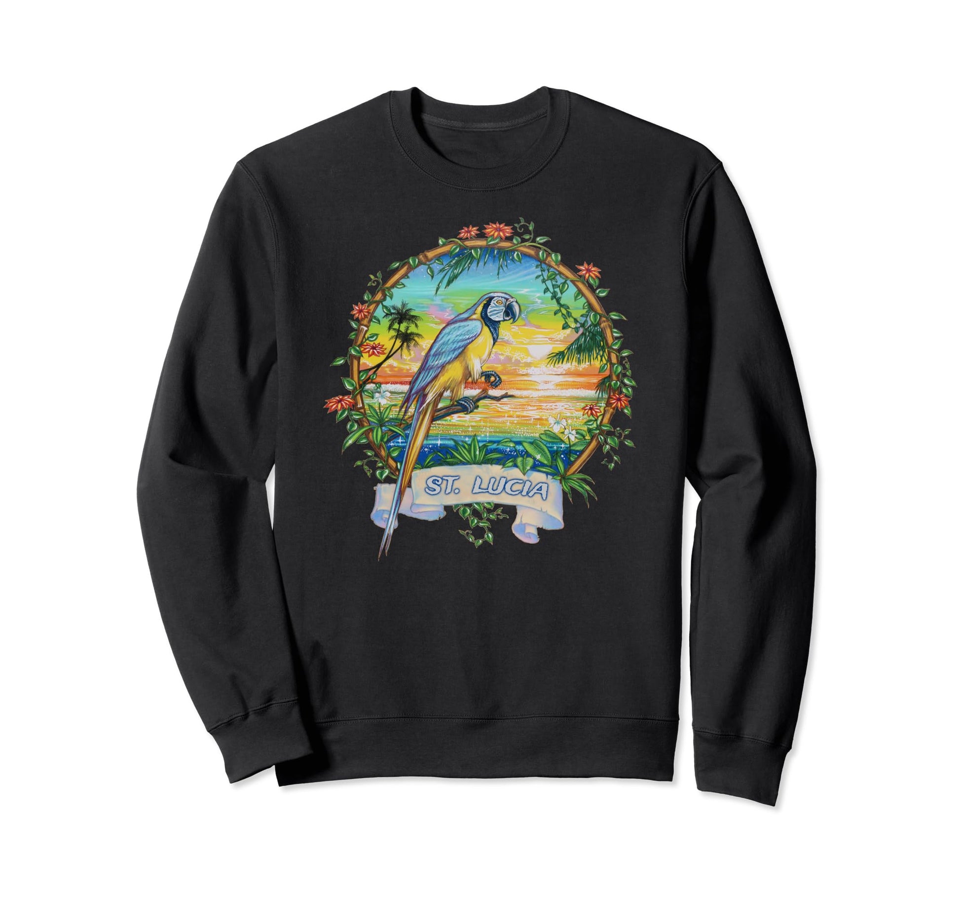 St Lucia West Indies Tropical Parrot Sweatshirt - Novelty Apparel Unisex - T-Shirt, Sweatshirt, Hoodie