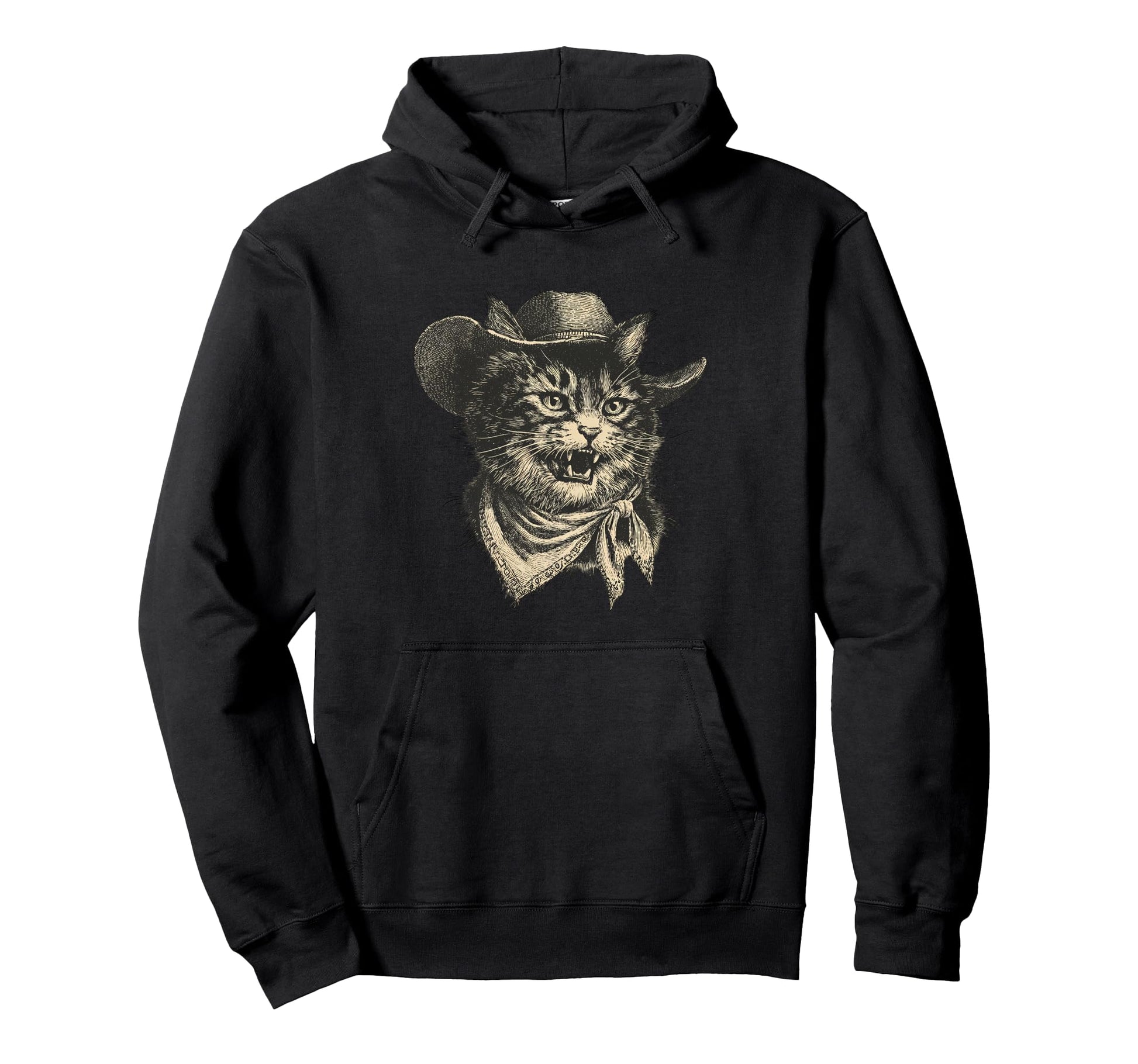 Cat Cowboy Western Country Cowgirl Funny Hoodie - Custom Art Print Unisex - T-Shirt, Sweatshirt, Hoodie