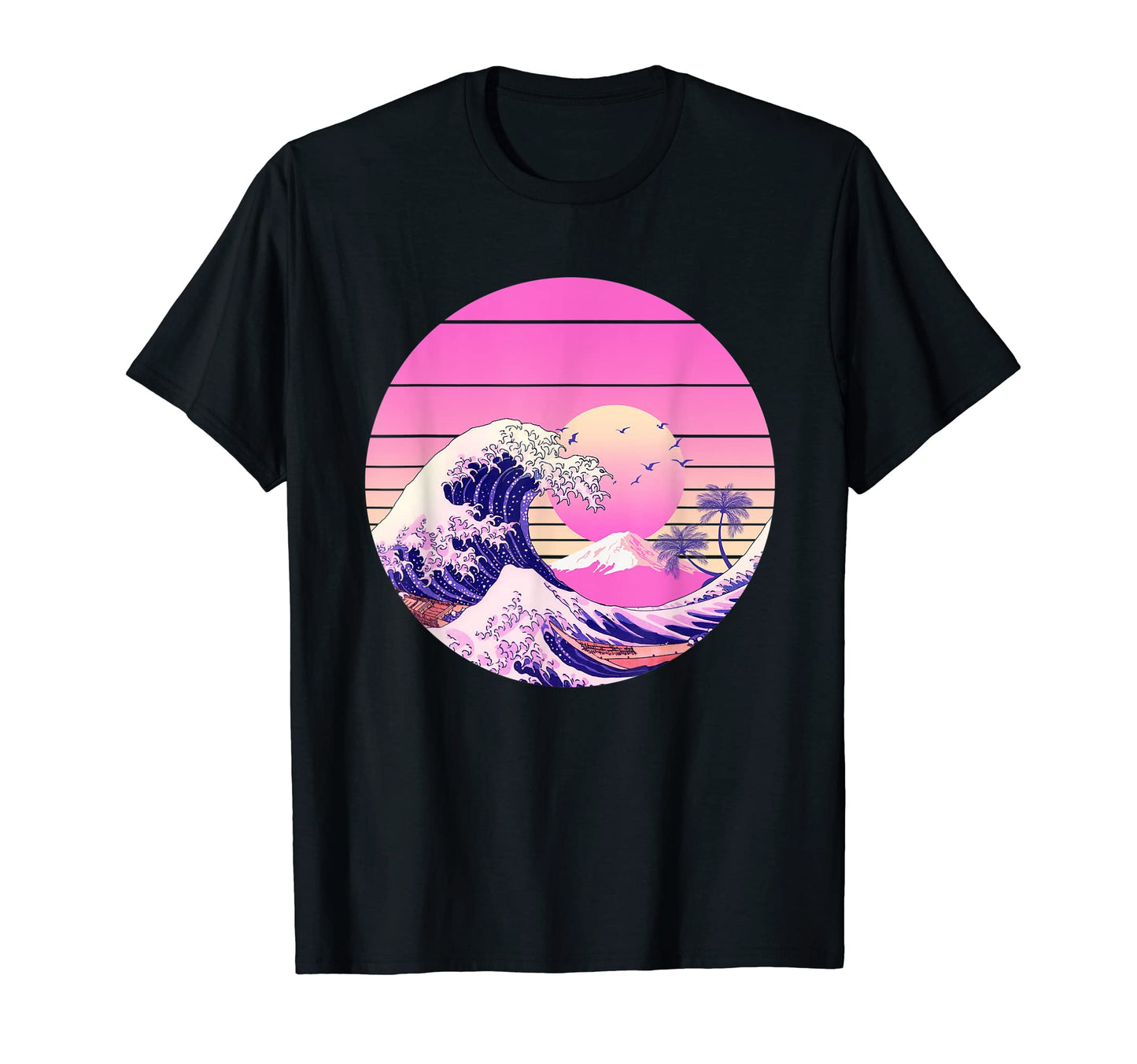 Great Wave Vaporwave Aesthetic Japanese T-Shirt - Graphic Print for Adults - T-Shirt, Sweatshirt, Hoodie