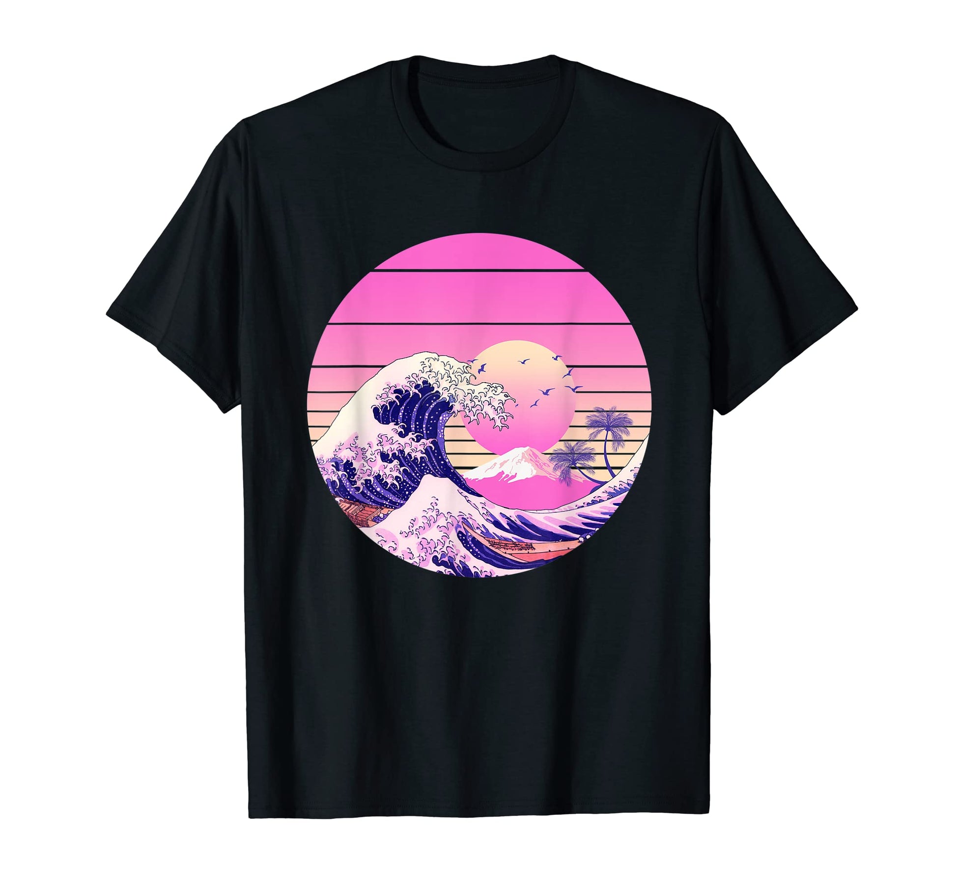 Great Wave Vaporwave Aesthetic Japanese T-Shirt - Graphic Print for Adults - T-Shirt, Sweatshirt, Hoodie