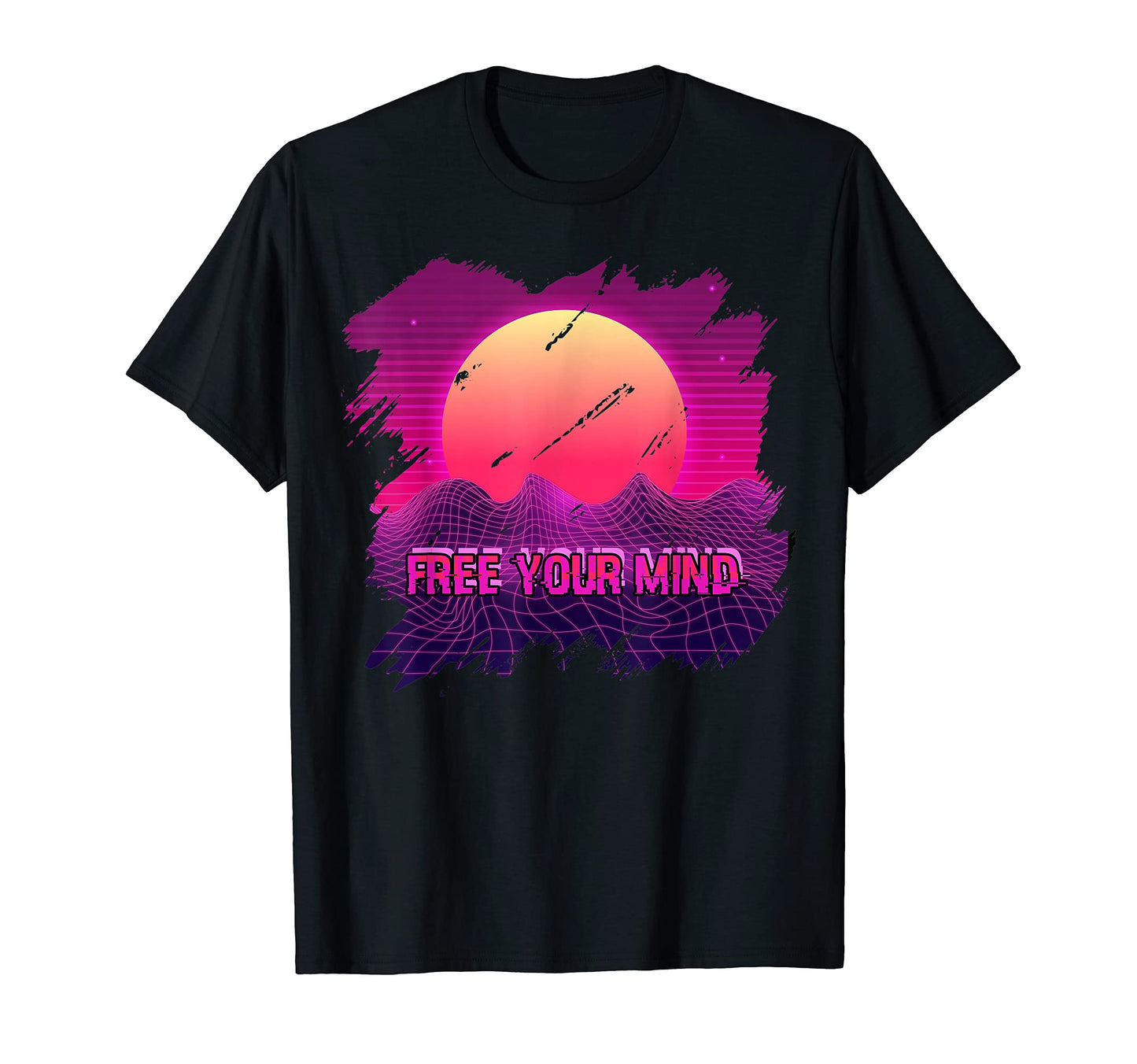 Free Your Mind 90S 80S Vaporwave Synthwave T-Shirt - Trendy Graphic Unisex - T-Shirt, Sweatshirt, Hoodie