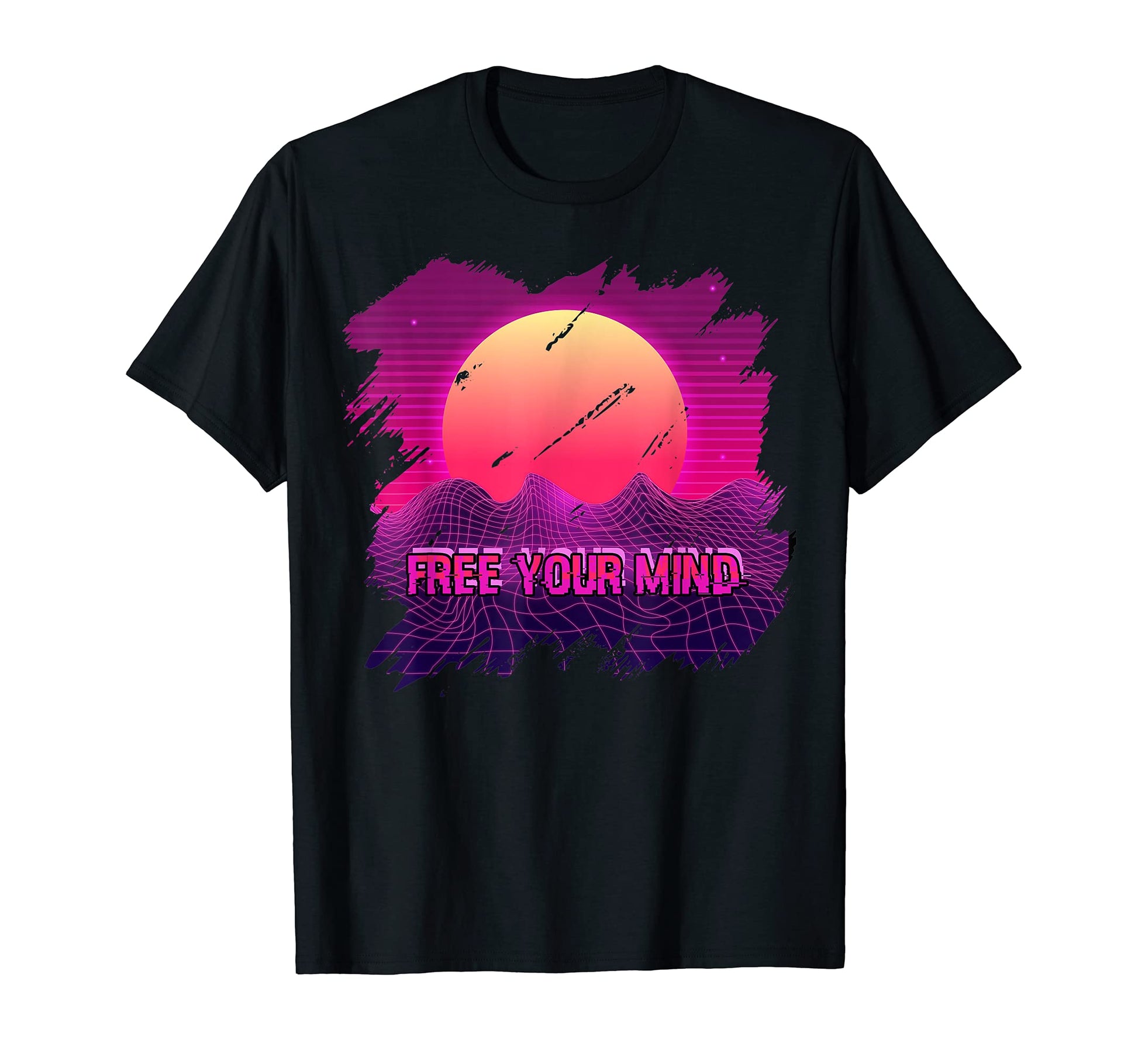 Free Your Mind 90S 80S Vaporwave Synthwave T-Shirt - Trendy Graphic Unisex - T-Shirt, Sweatshirt, Hoodie