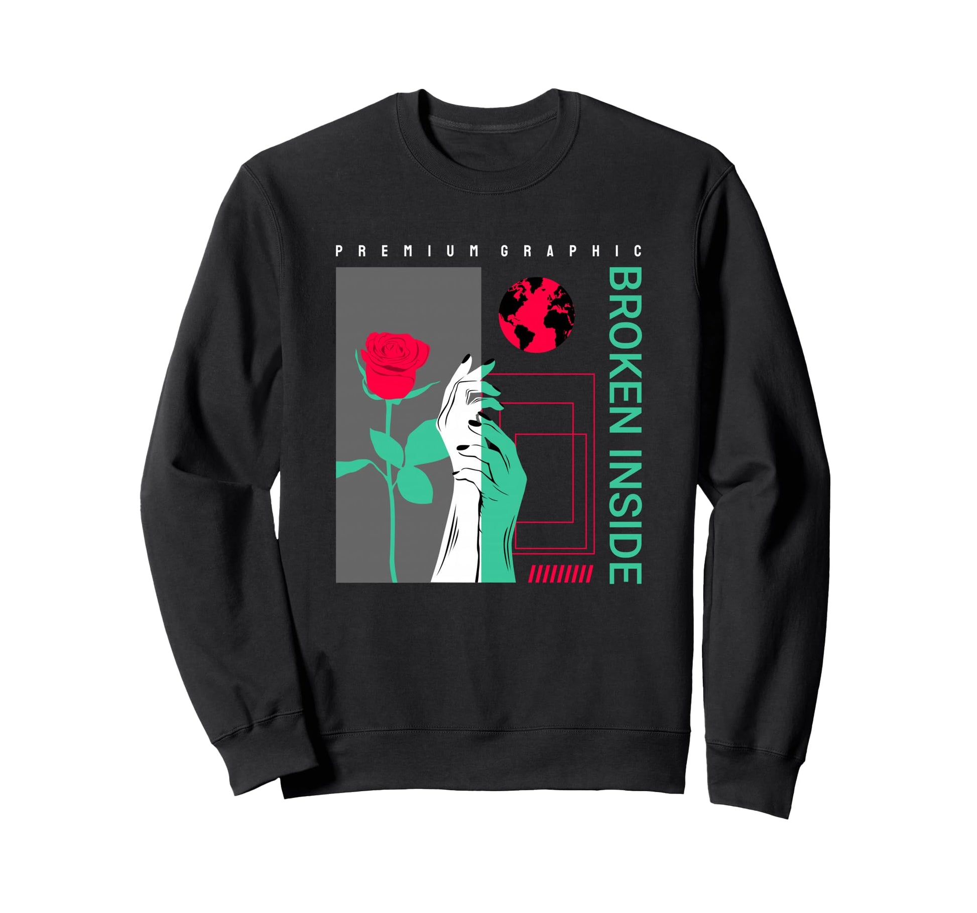 Broken Inside Aesthetic Edgy Sweatshirt - Fun Novelty Design Unisex - T-Shirt, Sweatshirt, Hoodie