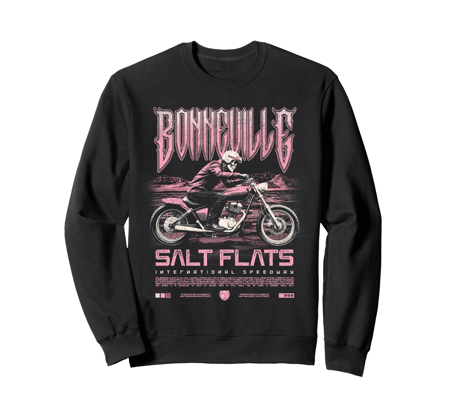 Bonneville Salt Flats Motorcycle Sweatshirt - Aesthetic Graphic Unisex - T-Shirt, Sweatshirt, Hoodie