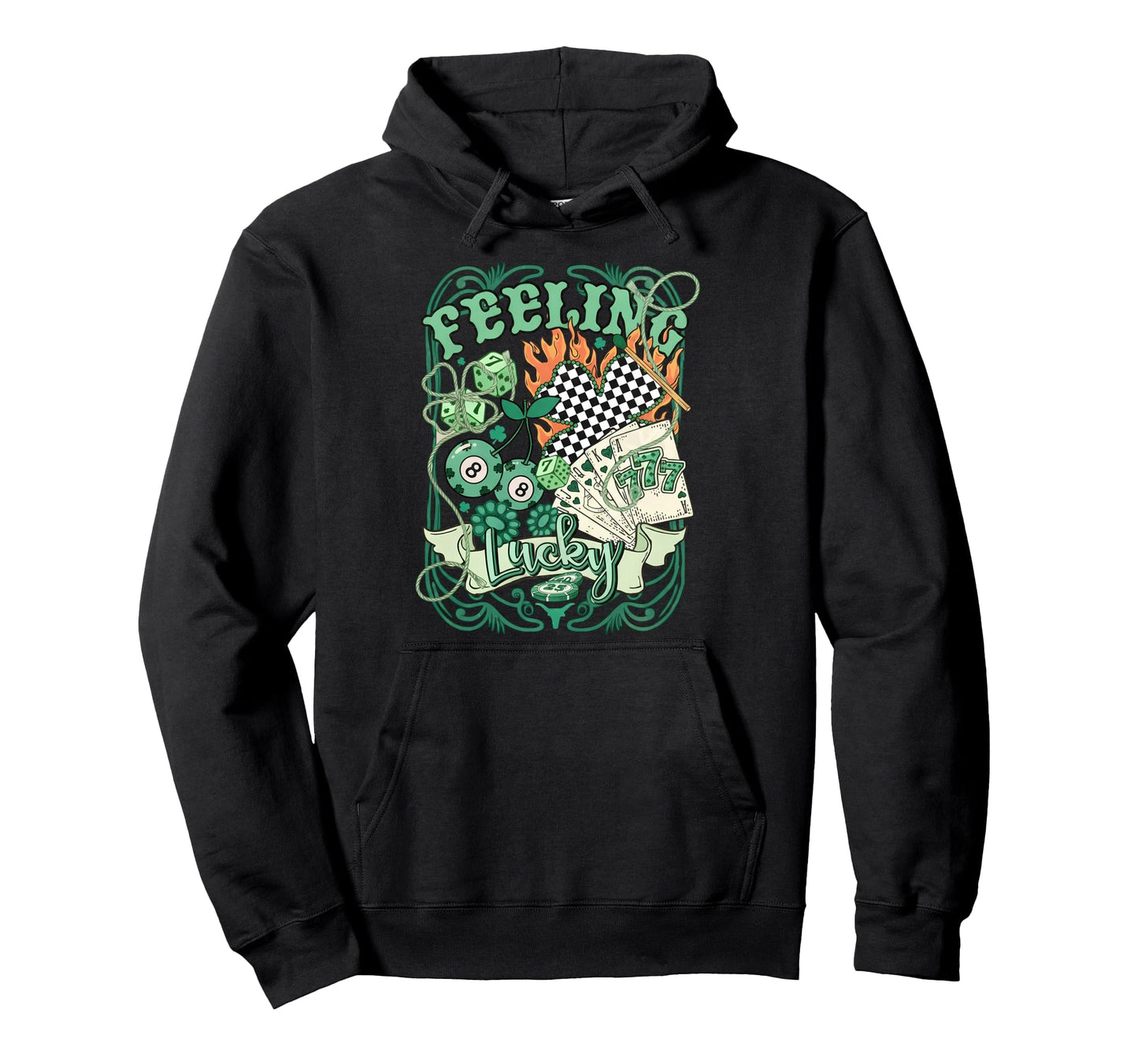 Feeling Lucky St Patricks Day Western Hoodie - Custom Art Print Men Women - T-Shirt, Sweatshirt, Hoodie