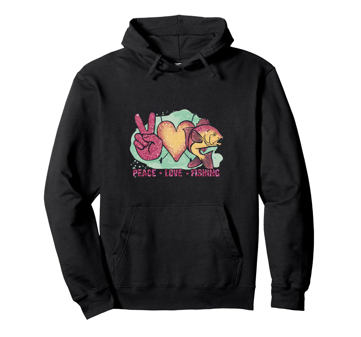 Peace Love Fishing Hoodie - Minimalist Print for Adults - T-Shirt, Sweatshirt, Hoodie