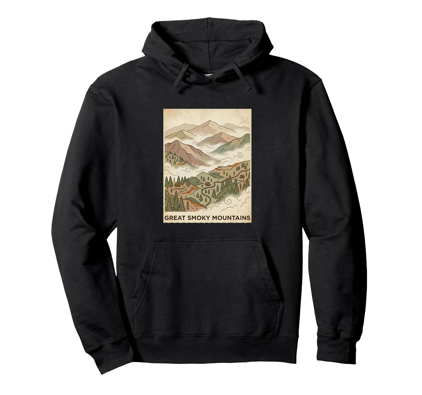 Great Smoky Mountains National Park Map Hoodie - Unique Graphic Men Women - T-Shirt, Sweatshirt, Hoodie