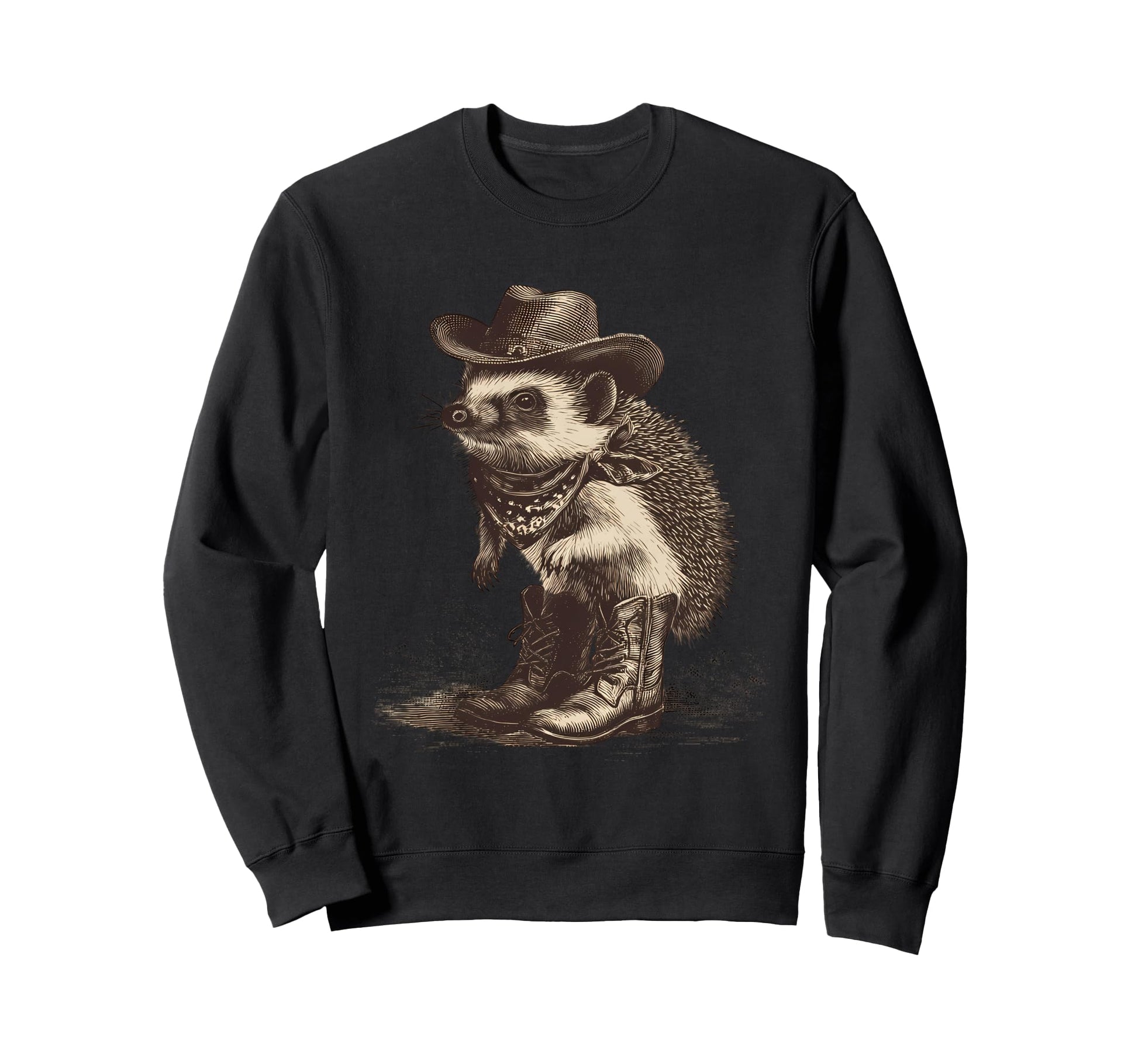 Country Cowboy Hedgehog Rodeo Sweatshirt - Graphic Print for Adults - T-Shirt, Sweatshirt, Hoodie