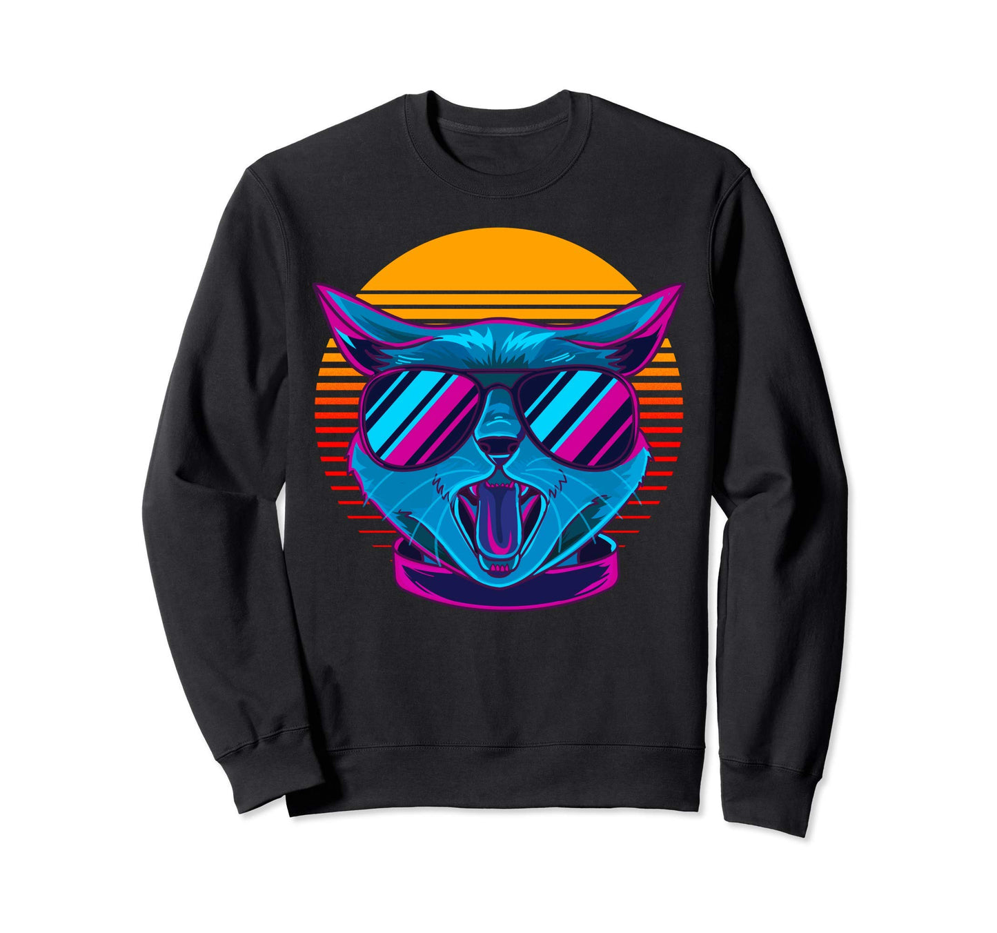 Cat W Sunglasses Vaporwave Sweatshirt - Fun Novelty Design Men Women - T-Shirt, Sweatshirt, Hoodie