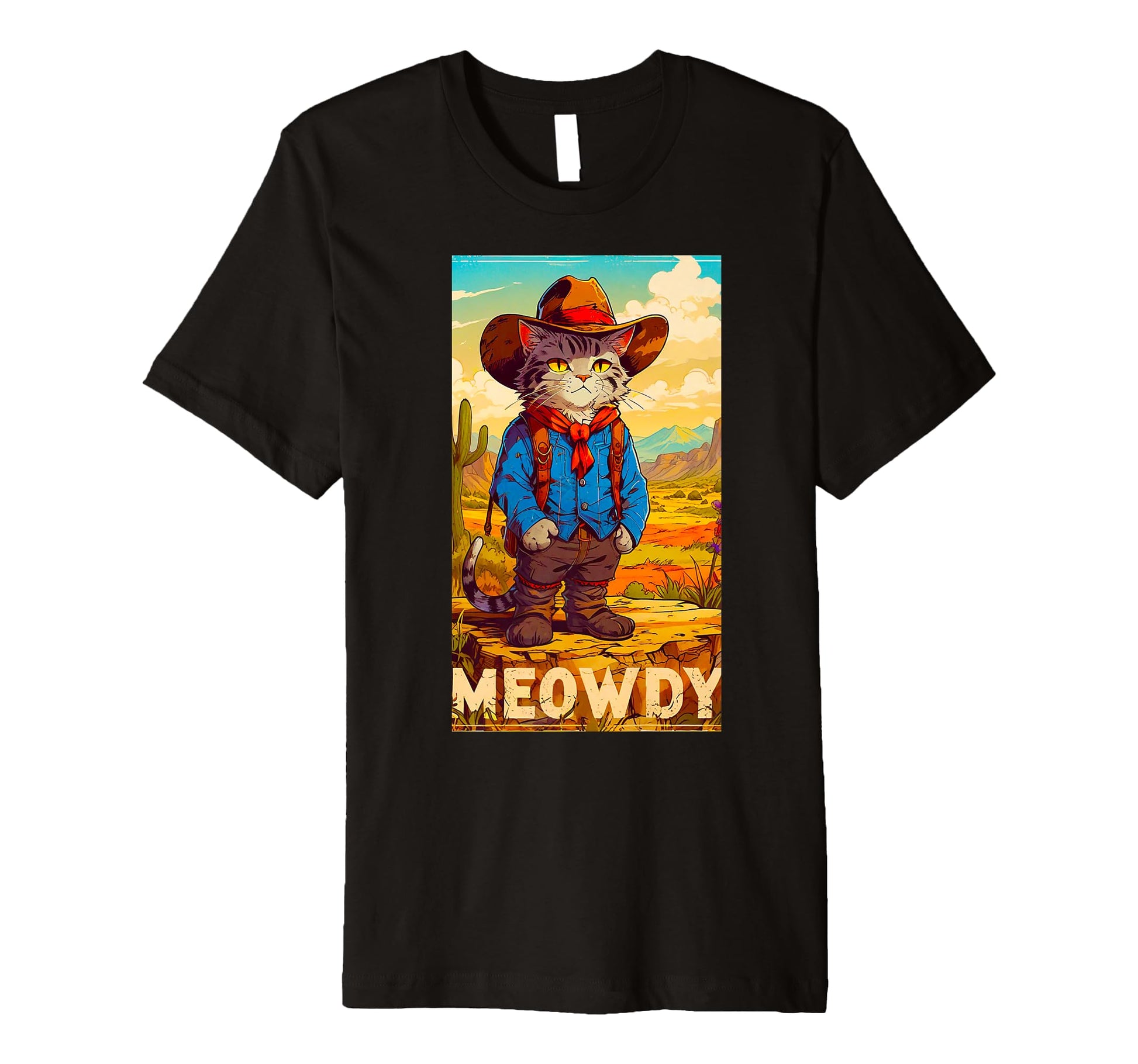 Meowdy Partner Funny Country Side Cat T-Shirt - Custom Art Print Men Women - T-Shirt, Sweatshirt, Hoodie