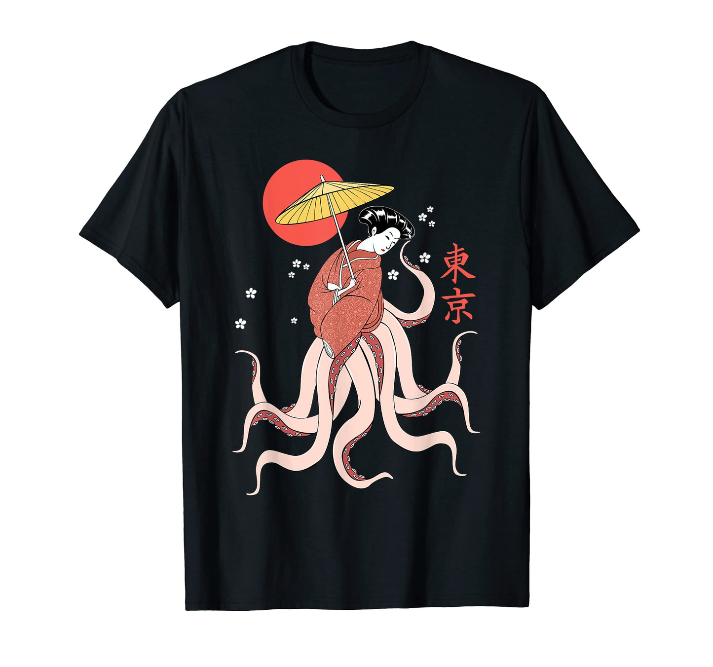 Geisha Octopus Japanese Aesthetic T-Shirt - Custom Art Print Men Women - T-Shirt, Sweatshirt, Hoodie