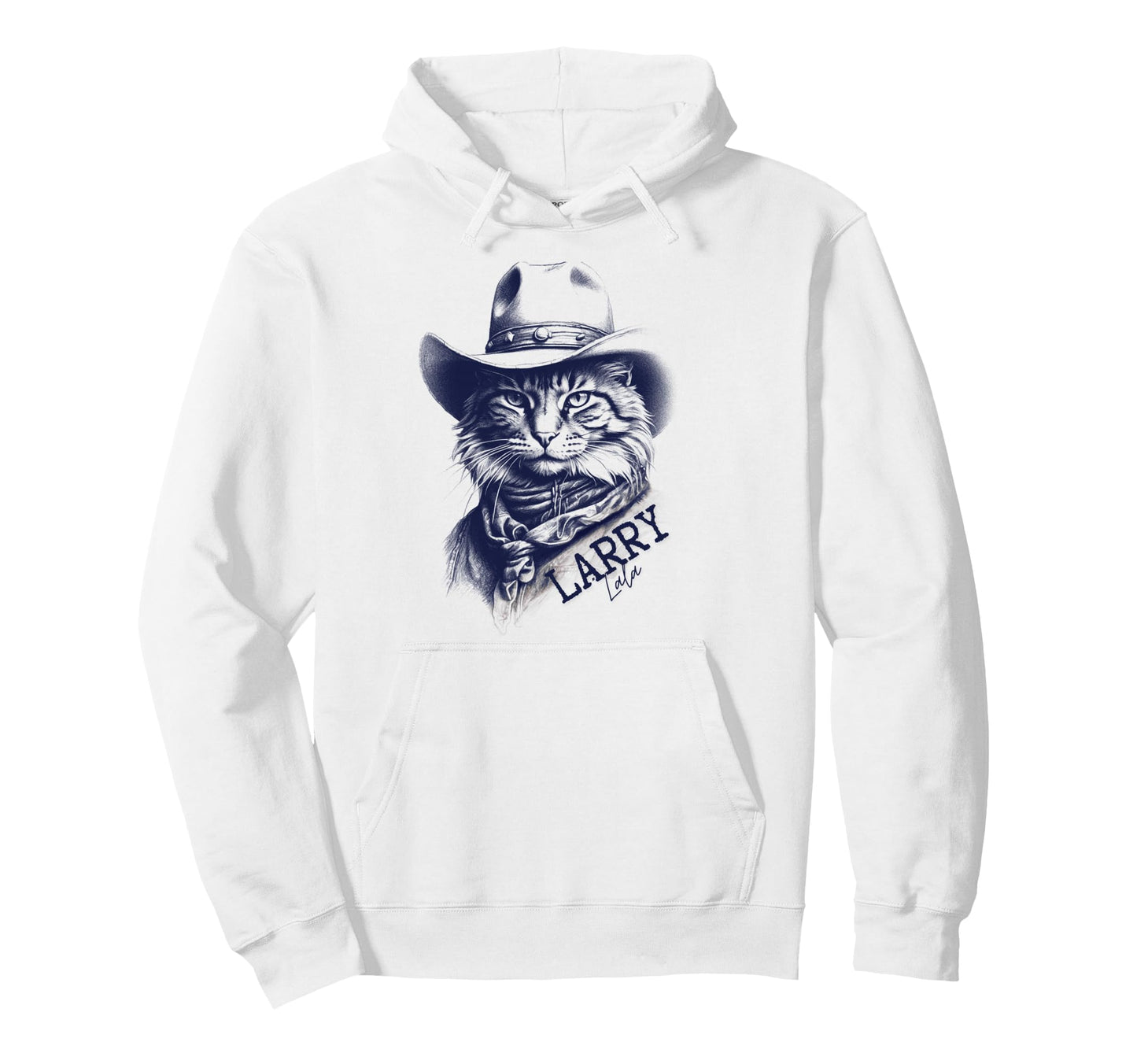Larry Cat Cowboy Funny Meowdy Country Hoodie - Minimalist Print for Adults - T-Shirt, Sweatshirt, Hoodie