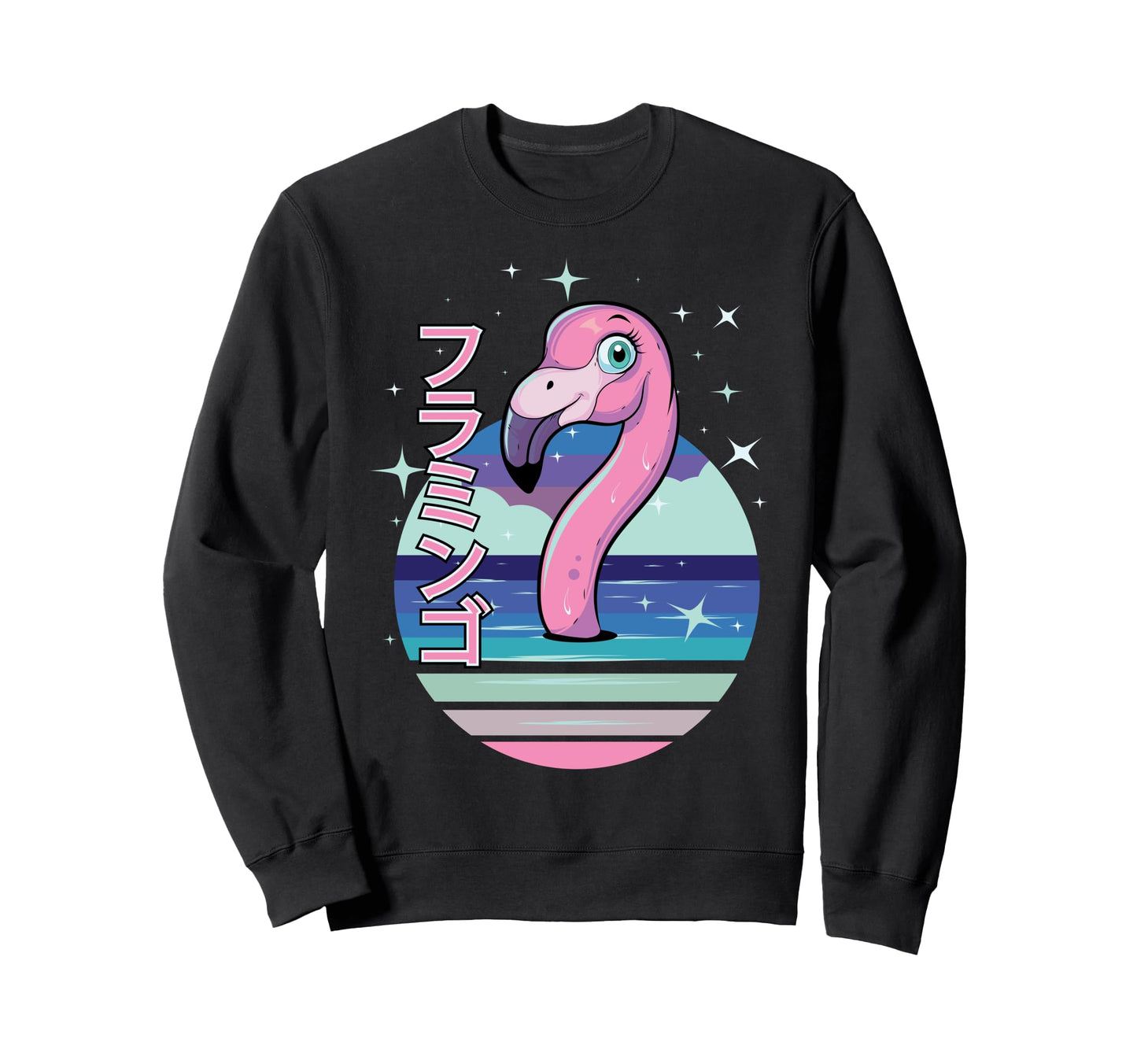Pastel Goth Flamingo Japanese Kawaii Sweatshirt - Aesthetic Graphic Unisex - T-Shirt, Sweatshirt, Hoodie