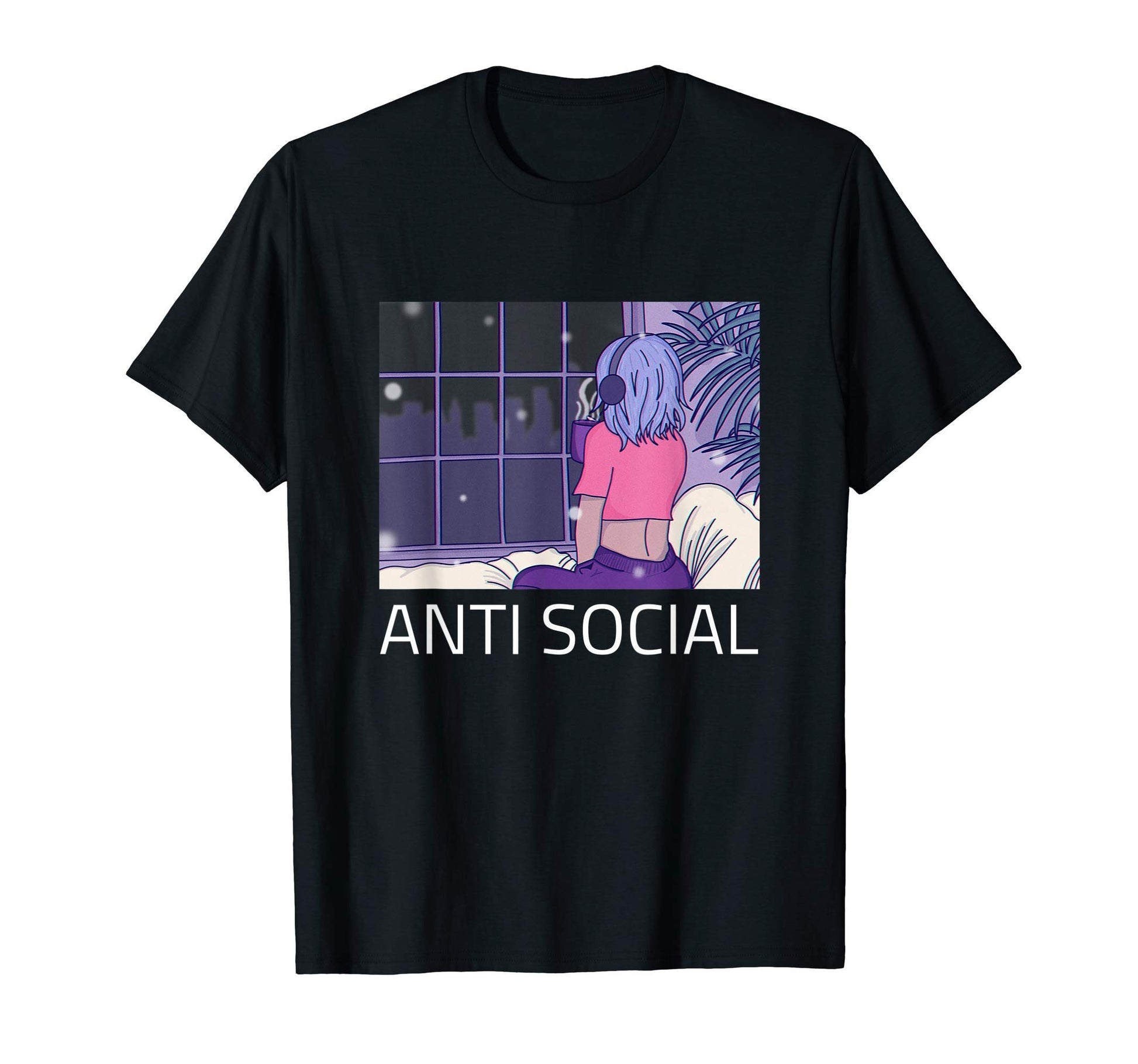 Anti Social Aesthetic Vaporwave Anime T-Shirt - Minimalist Print Men Women - T-Shirt, Sweatshirt, Hoodie