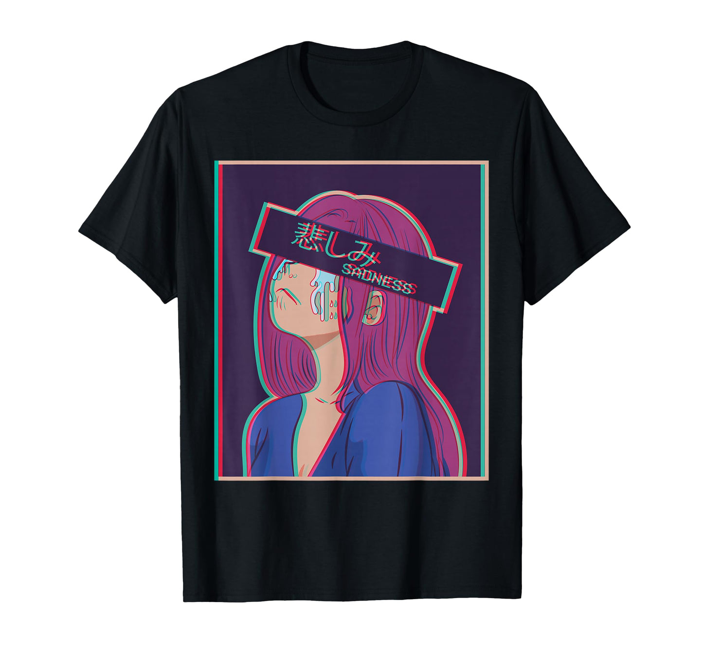 Sadness Sad Anime Japanese Vaporwave T-Shirt - Unique Graphic for Adults - T-Shirt, Sweatshirt, Hoodie