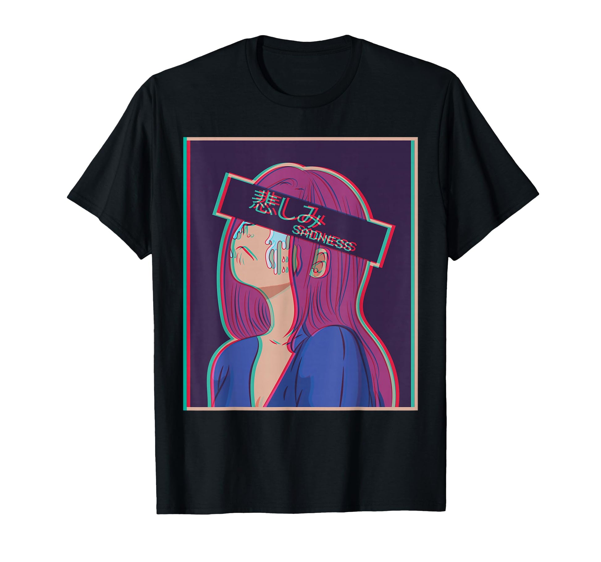 Sadness Sad Anime Japanese Vaporwave T-Shirt - Unique Graphic for Adults - T-Shirt, Sweatshirt, Hoodie