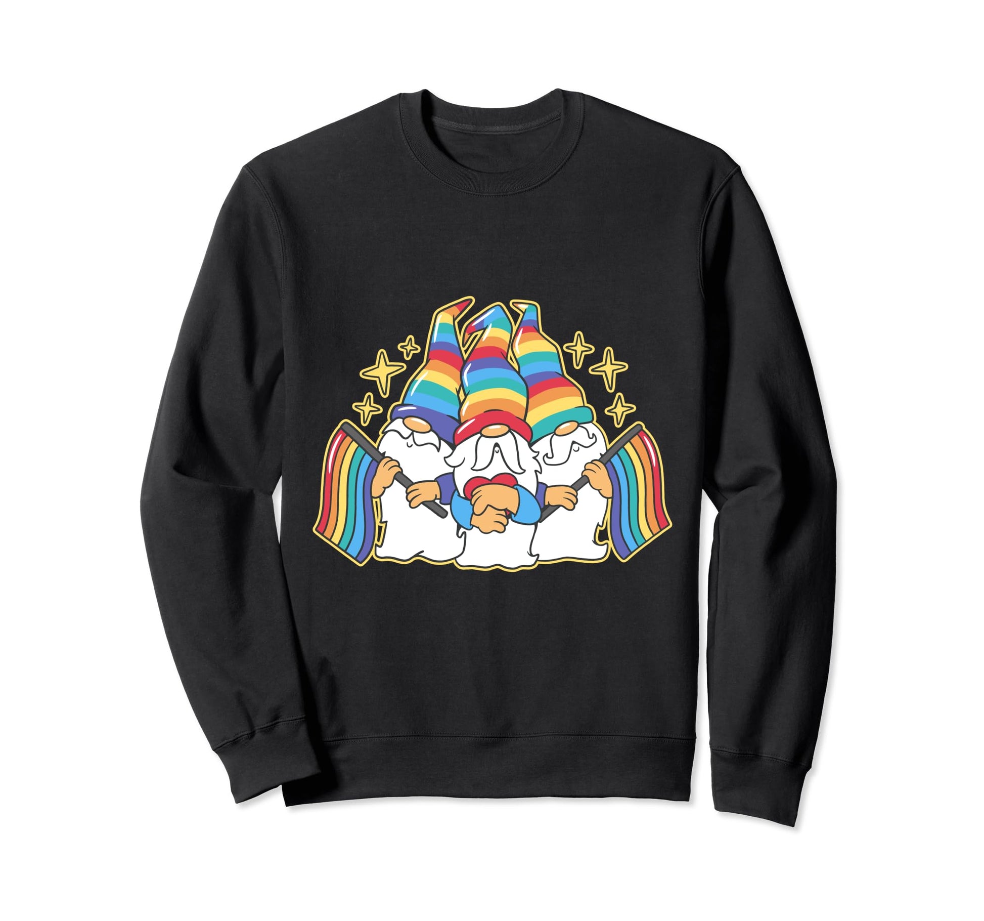 Funny Gnomes Rainbow Flag Heart Sweatshirt - Fun Novelty Design Men Women - T-Shirt, Sweatshirt, Hoodie