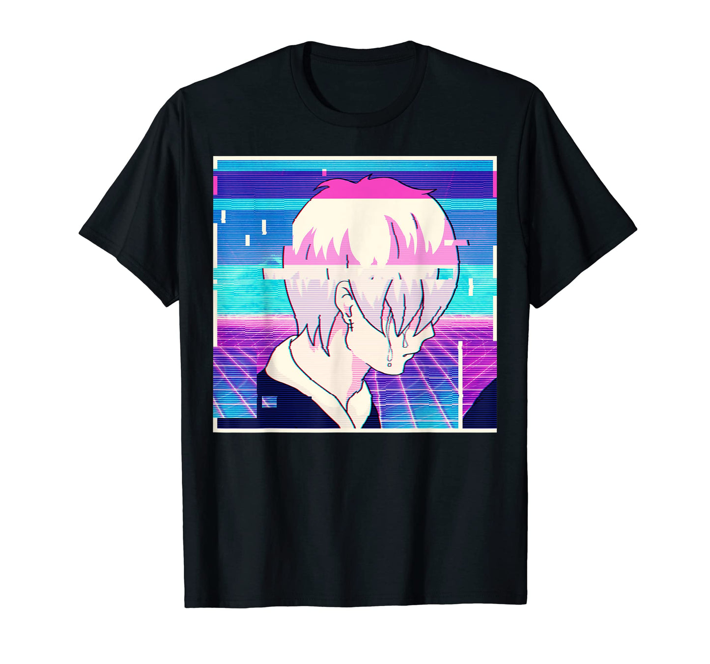Emo Anime Sad Vaporwave Aesthetic T-Shirt - Unique Graphic for Adults - T-Shirt, Sweatshirt, Hoodie