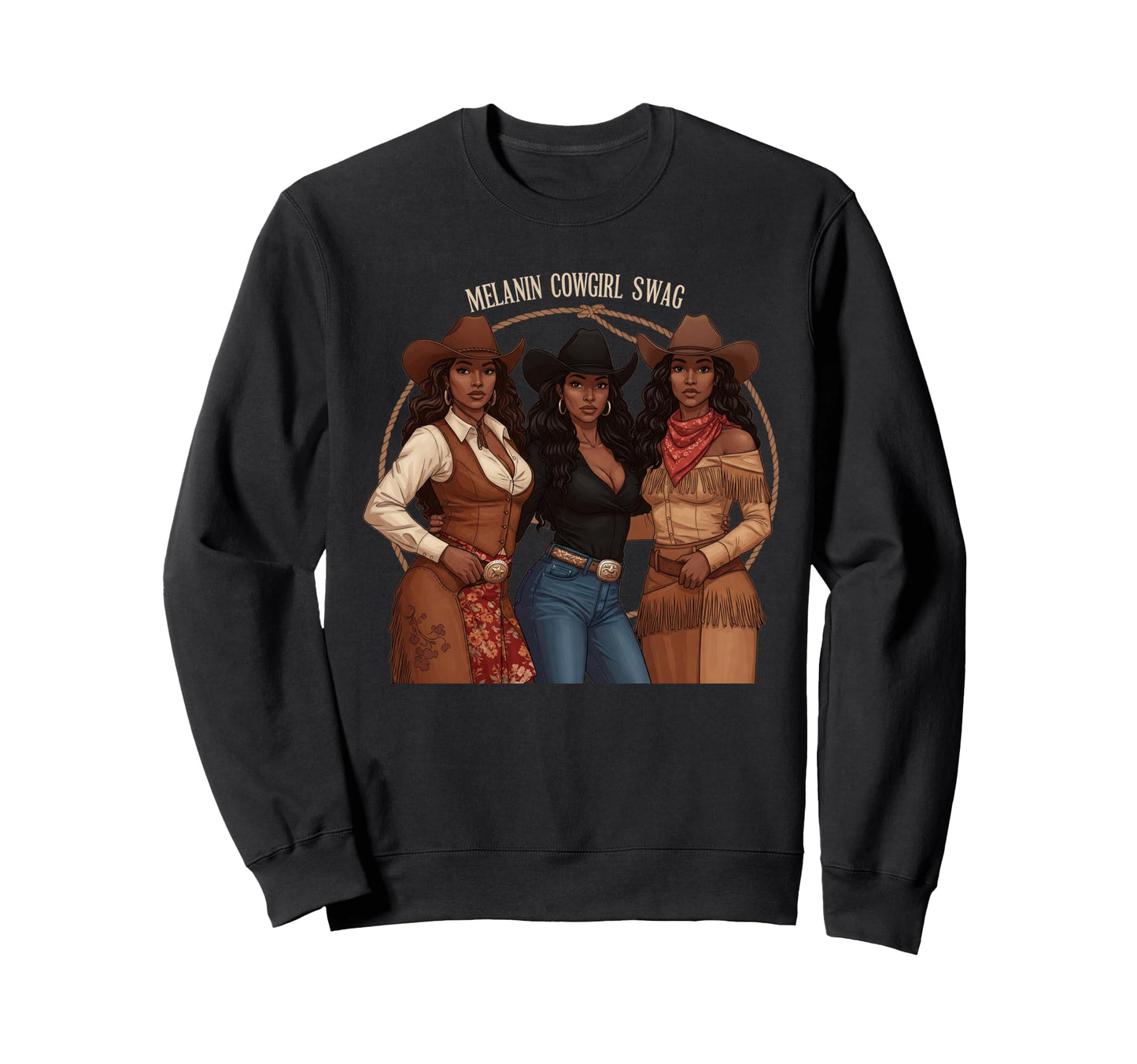Lets Go Western Country Melanin Sweatshirt - Custom Art Print Unisex - T-Shirt, Sweatshirt, Hoodie