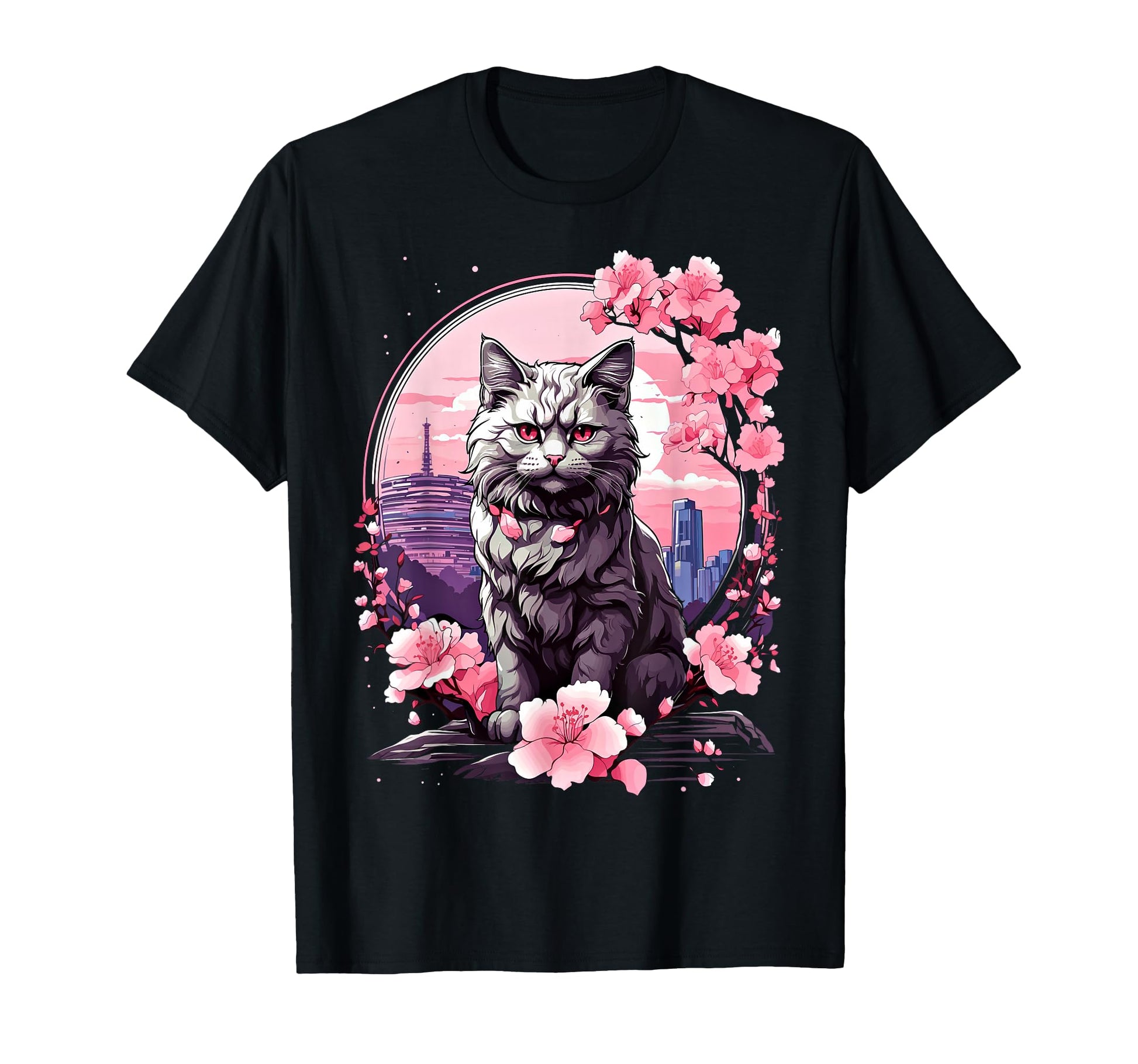 Anime Cat Japanese Vaporwave Aesthetic T-Shirt - Novelty Apparel Unisex - T-Shirt, Sweatshirt, Hoodie