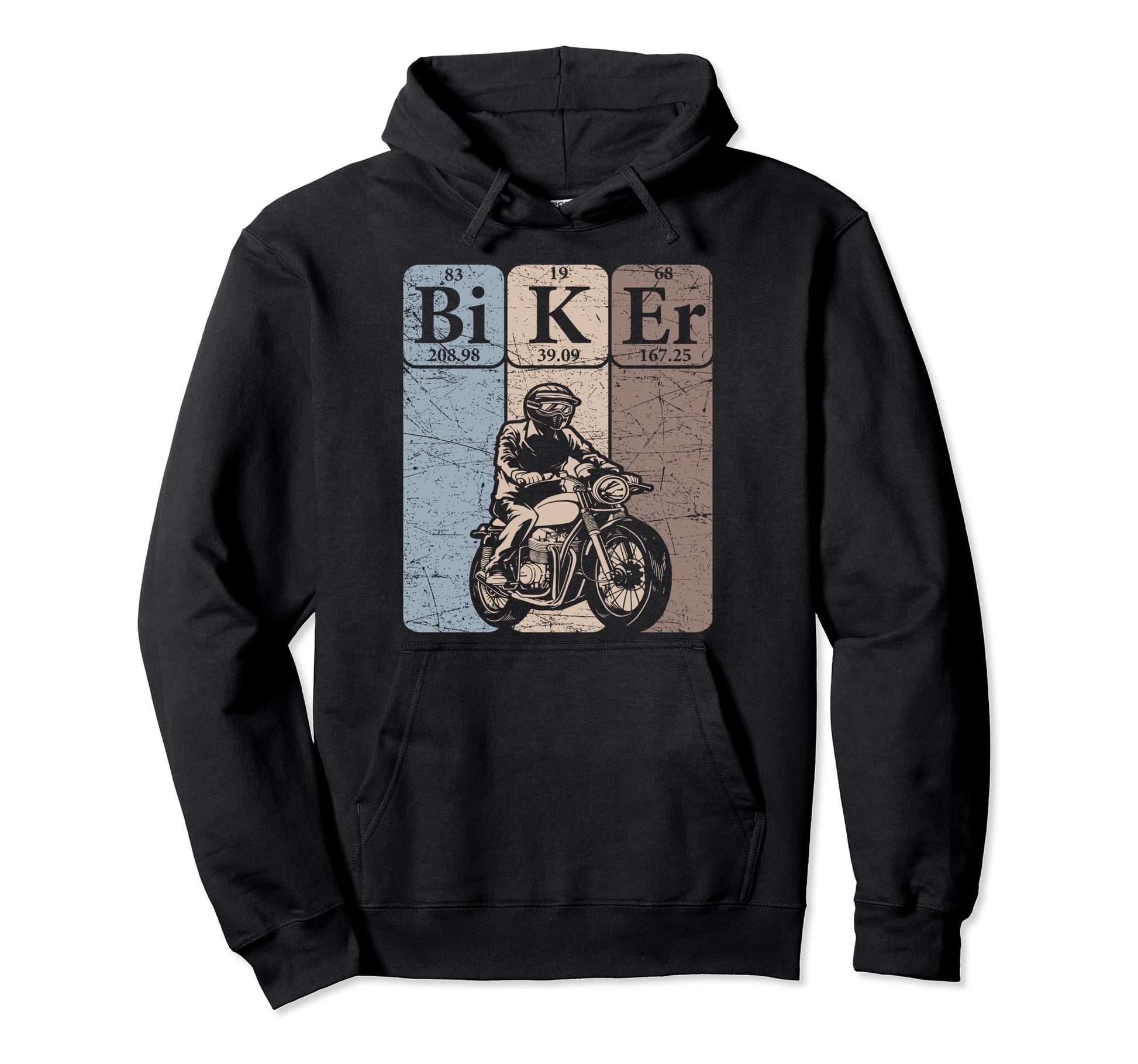 Biker Periodic Table Elements Motorcycle Hoodie - Graphic Print for Adults - T-Shirt, Sweatshirt, Hoodie