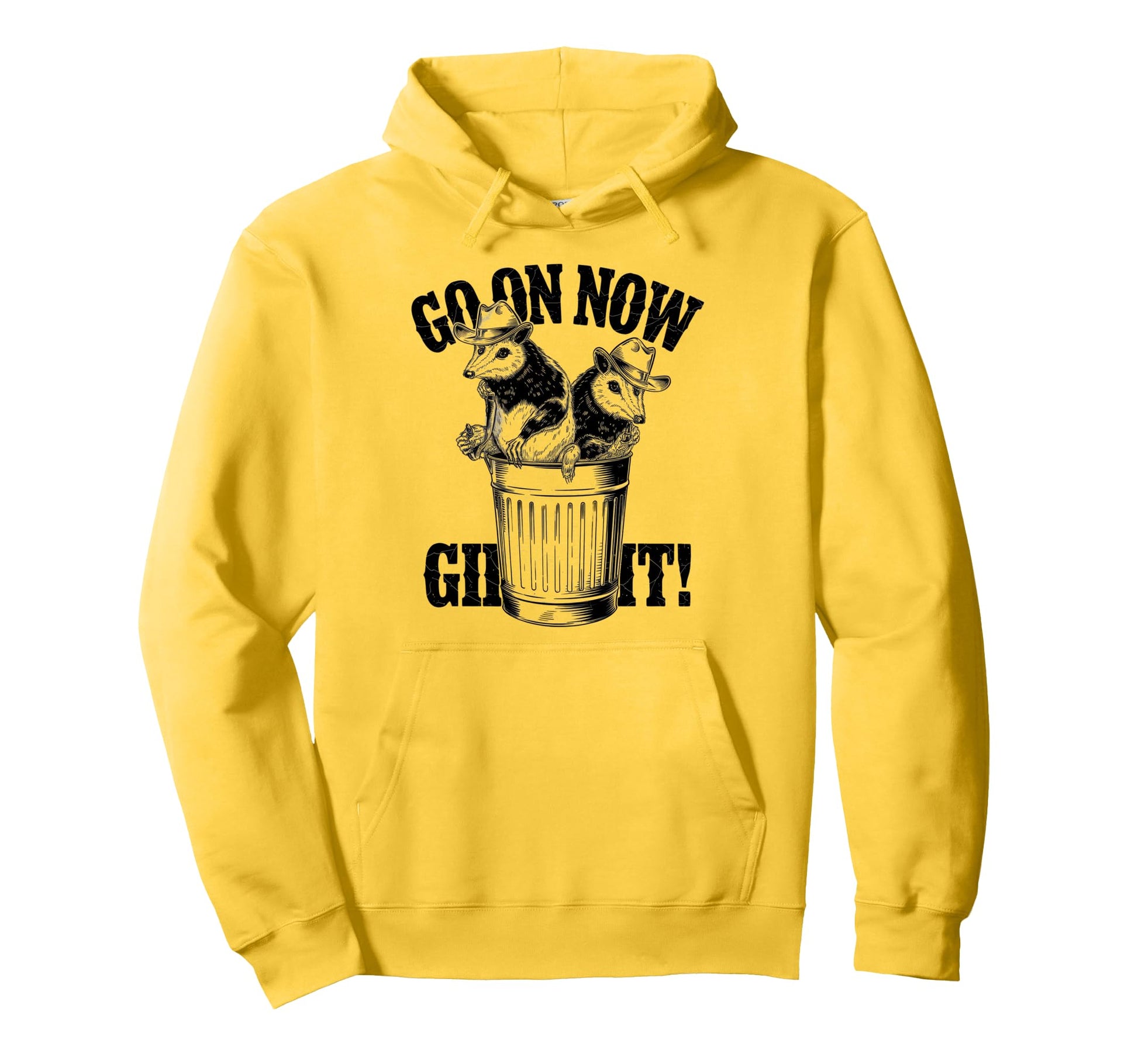 Go Now Git Cowboy Opossum Country Western Hoodie - Aesthetic Graphic Unisex - T-Shirt, Sweatshirt, Hoodie