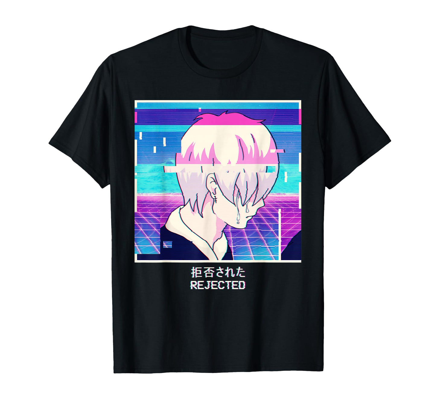 Sad Anime Emo Japanese Vaporwave T-Shirt - Casual Everyday Wear Men Women - T-Shirt, Sweatshirt, Hoodie