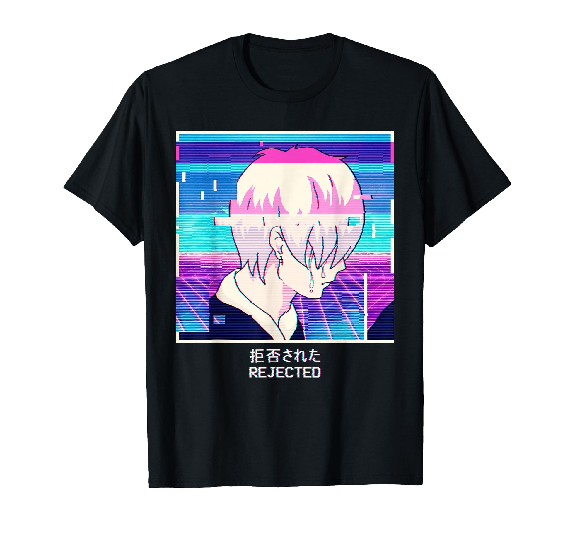 Sad Anime Emo Japanese Vaporwave T-Shirt - Casual Everyday Wear Men Women - T-Shirt, Sweatshirt, Hoodie