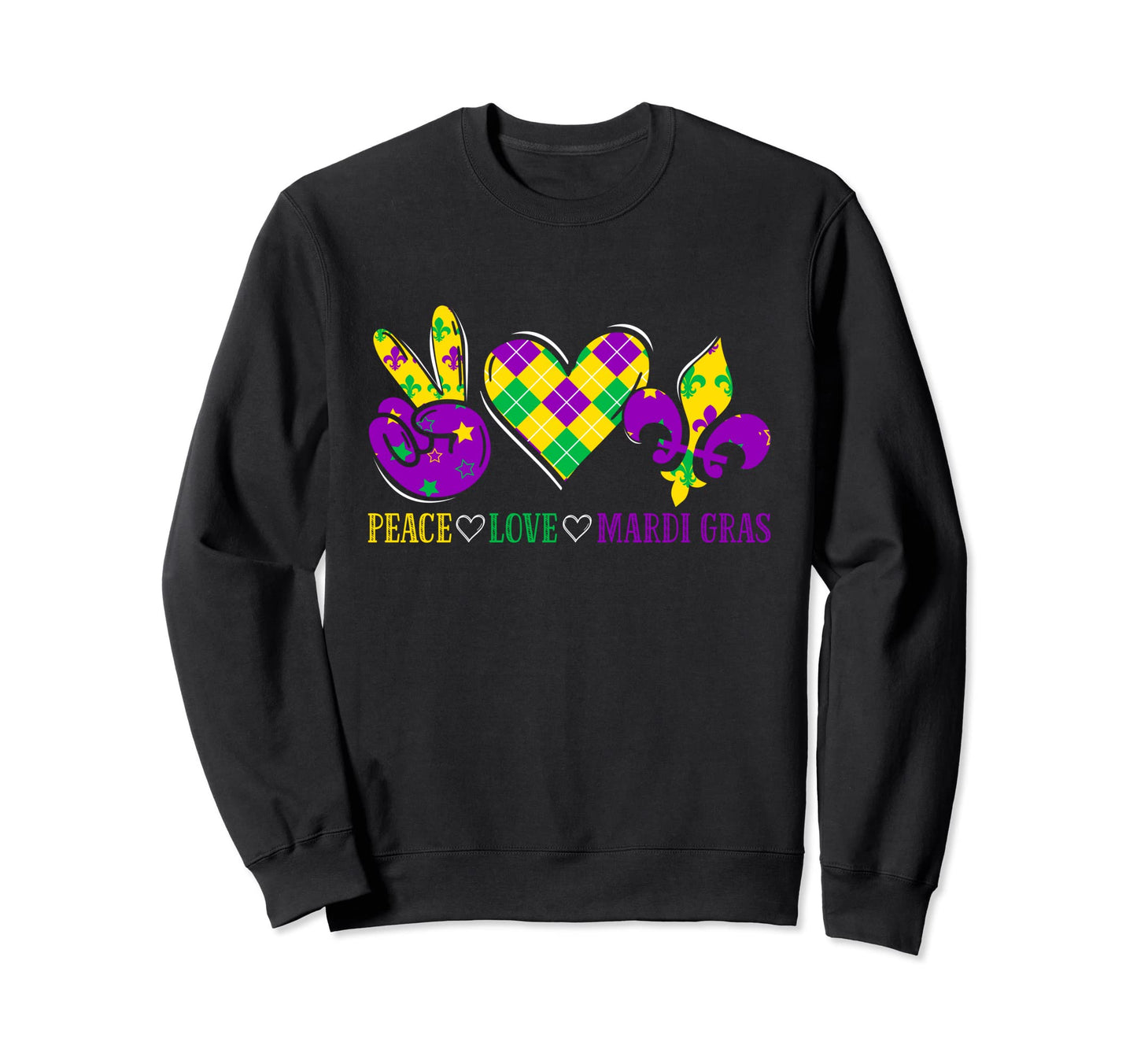 Funny Mardi Gras Peace Sign Peace Sweatshirt - Novelty Apparel Men Women - T-Shirt, Sweatshirt, Hoodie