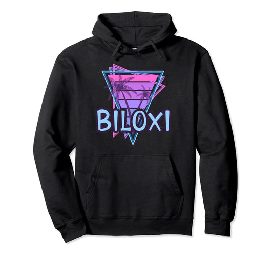 Biloxi Vacation Vaporwave Aesthetic Hoodie - Unique Graphic Men Women - T-Shirt, Sweatshirt, Hoodie