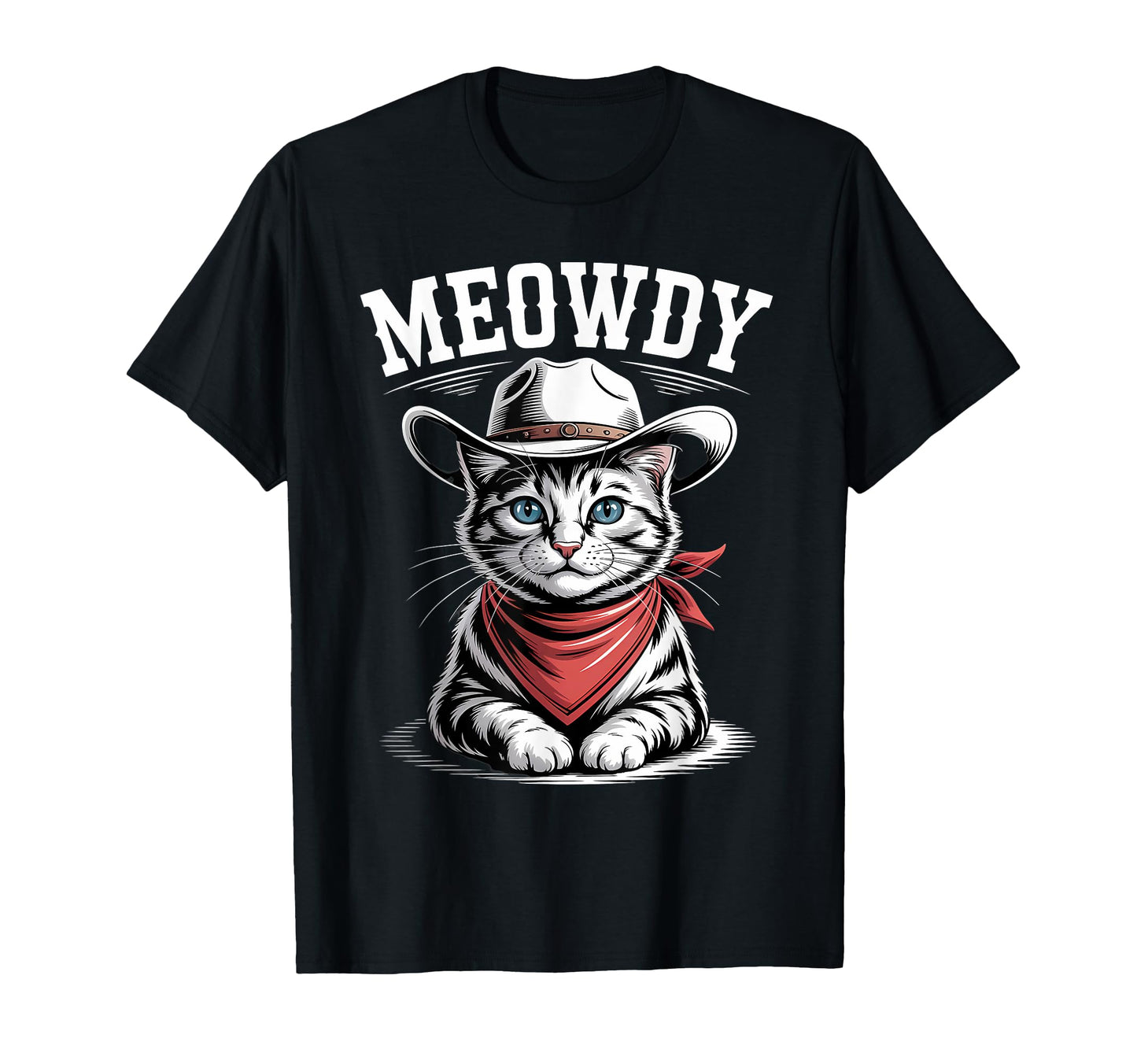 Meowdy Cat Country Western Funny T-Shirt - Minimalist Print for Adults - T-Shirt, Sweatshirt, Hoodie