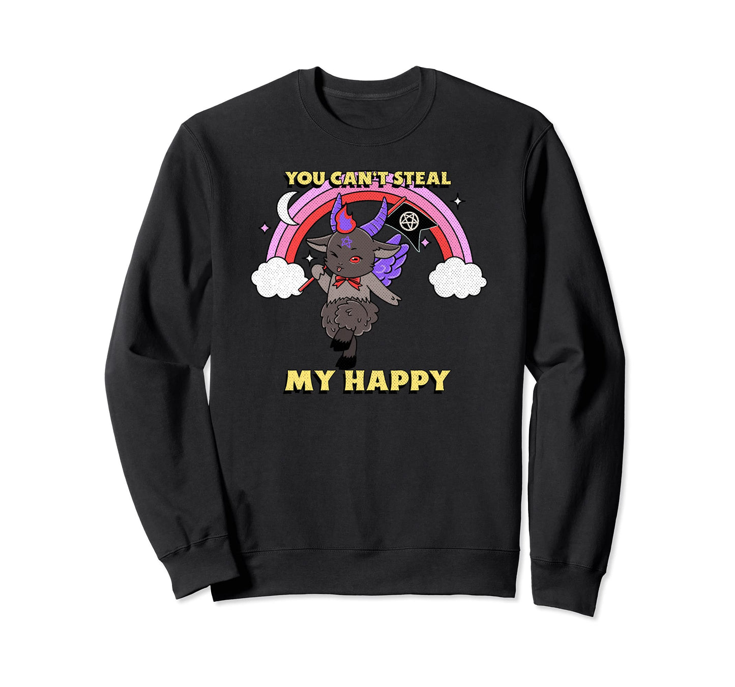 Happy Satan Demon Rainbow Sweatshirt - Casual Everyday Wear for Adults - T-Shirt, Sweatshirt, Hoodie