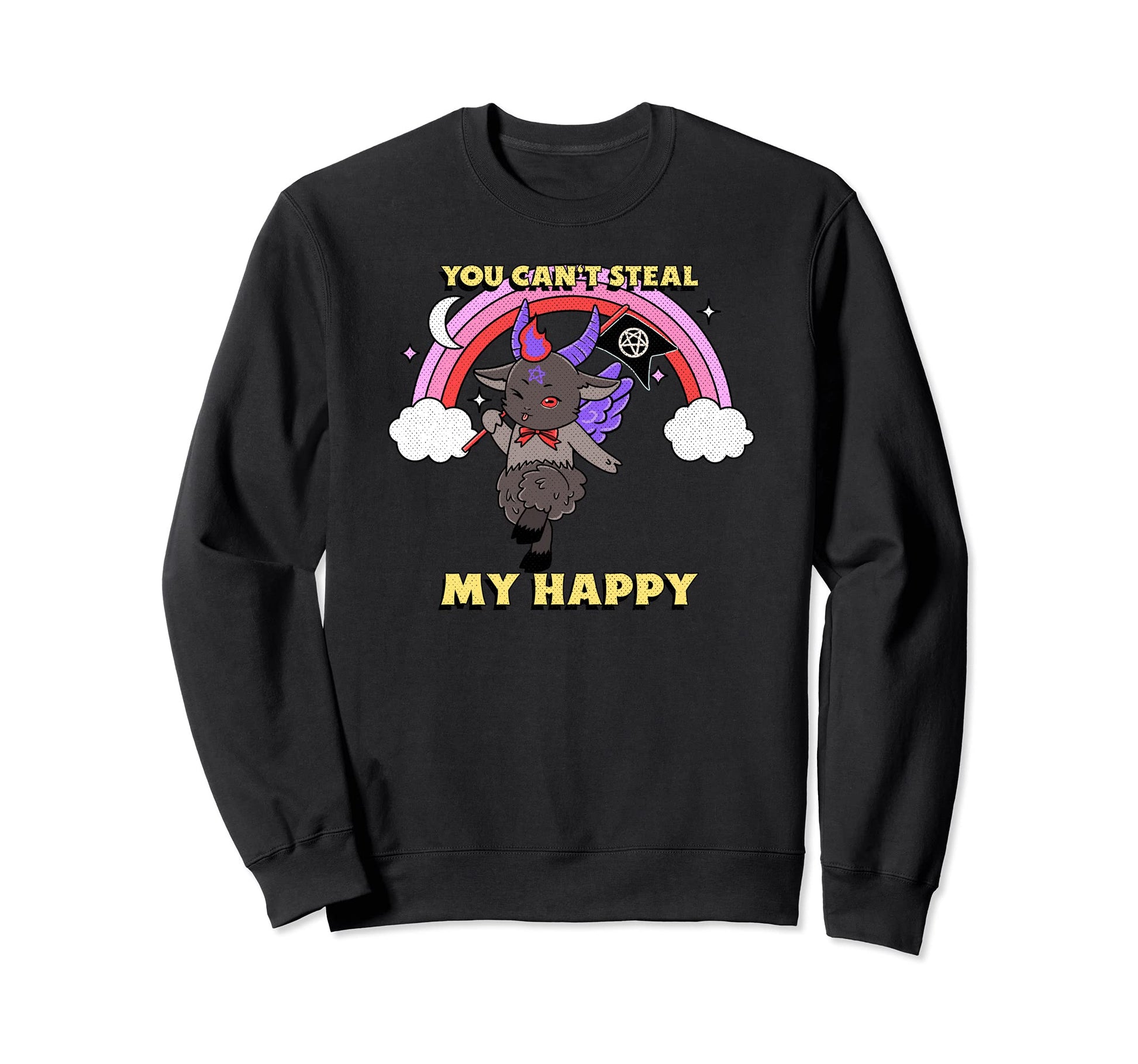 Happy Satan Demon Rainbow Sweatshirt - Casual Everyday Wear for Adults - T-Shirt, Sweatshirt, Hoodie