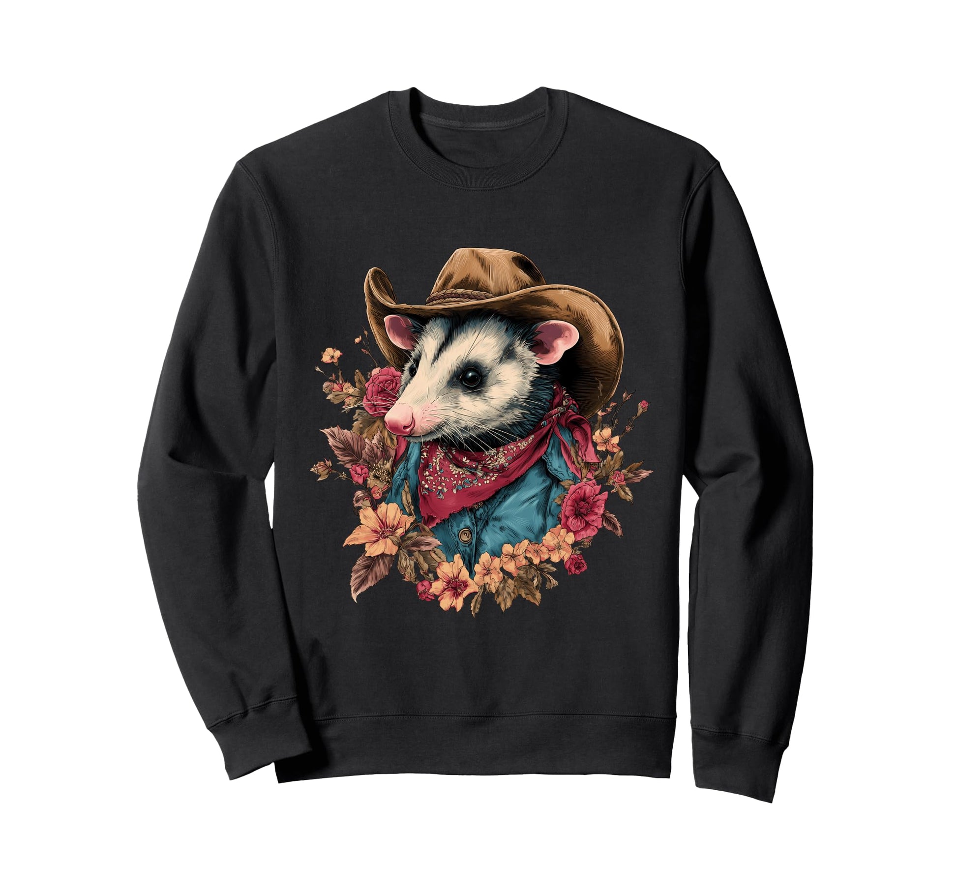 Country Cowboy Opossum Rodeo Sweatshirt - Minimalist Print for Adults - T-Shirt, Sweatshirt, Hoodie
