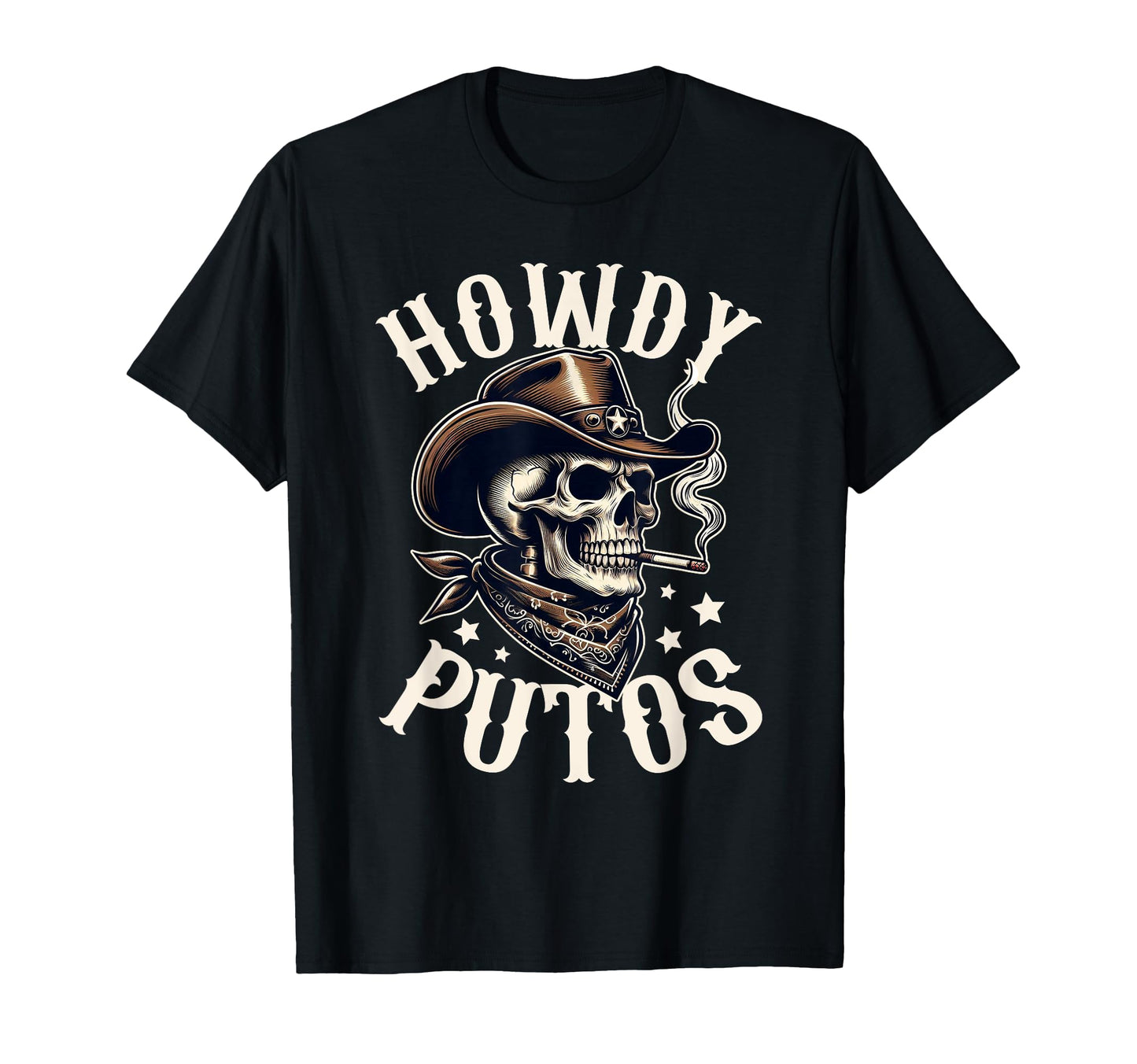 Howdy Putos Funny Western Skull Cowboy T-Shirt - Unique Graphic Unisex - T-Shirt, Sweatshirt, Hoodie