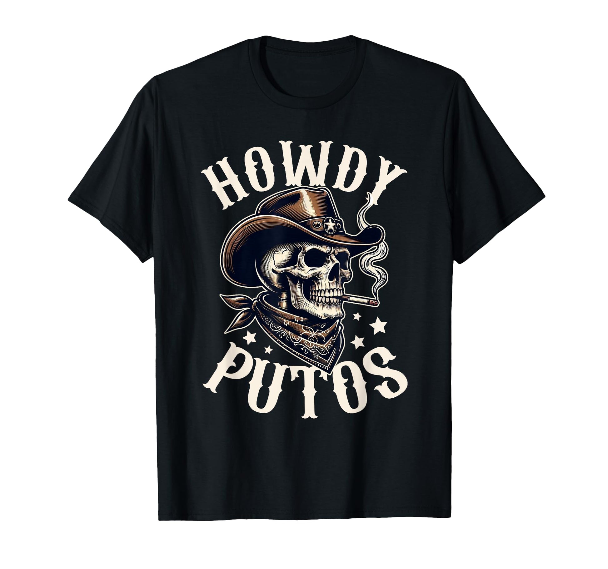 Howdy Putos Funny Western Skull Cowboy T-Shirt - Unique Graphic Unisex - T-Shirt, Sweatshirt, Hoodie