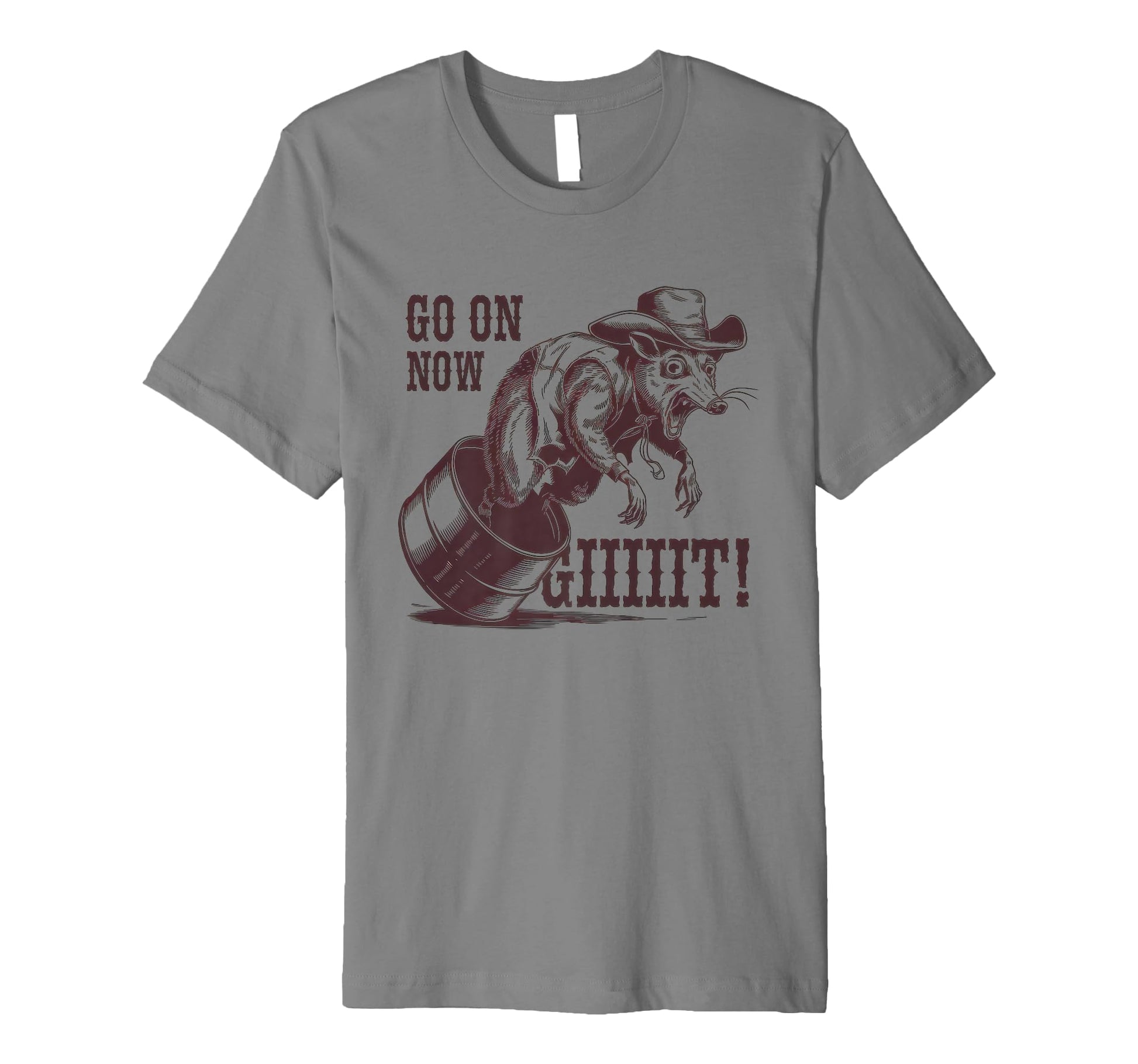 Go Now Git Cowboy Opossum Country T-Shirt - Aesthetic Graphic for Adults - T-Shirt, Sweatshirt, Hoodie