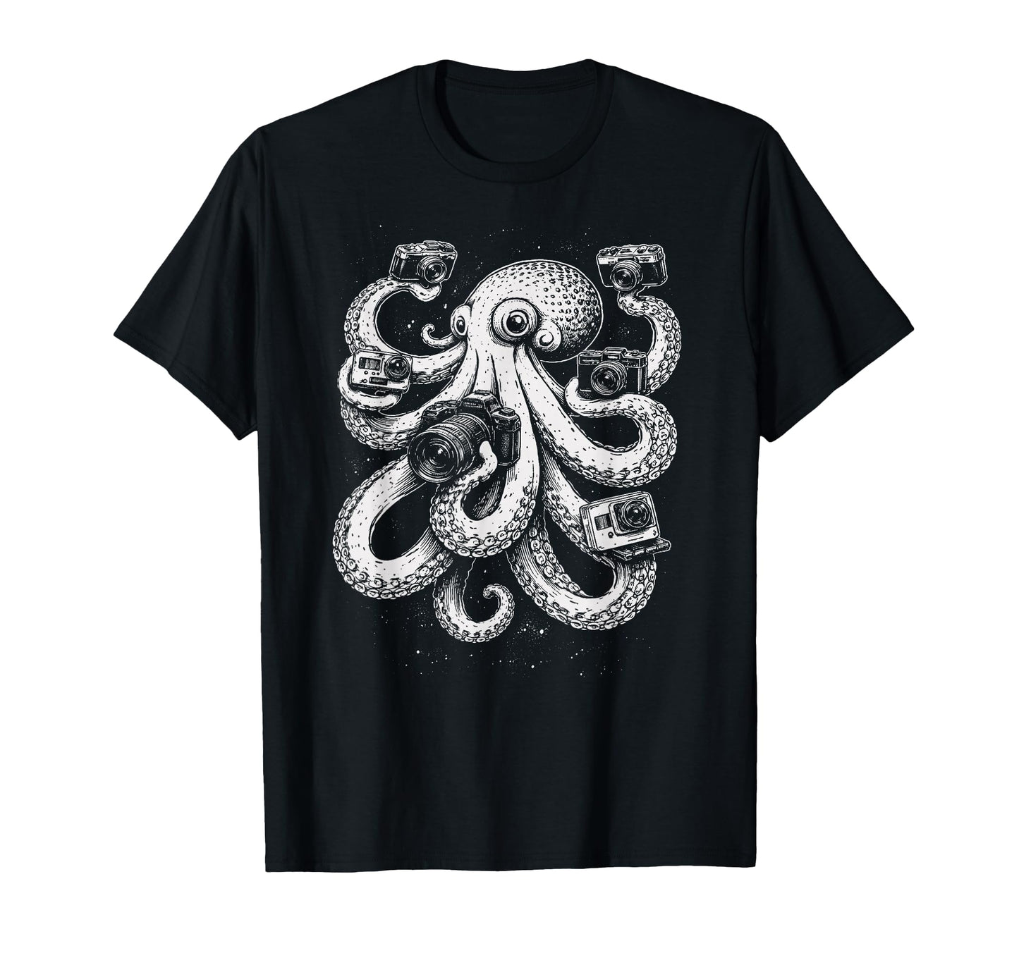 Octopus Photographer Camera Art T-Shirt - Custom Art Print Men Women - T-Shirt, Sweatshirt, Hoodie