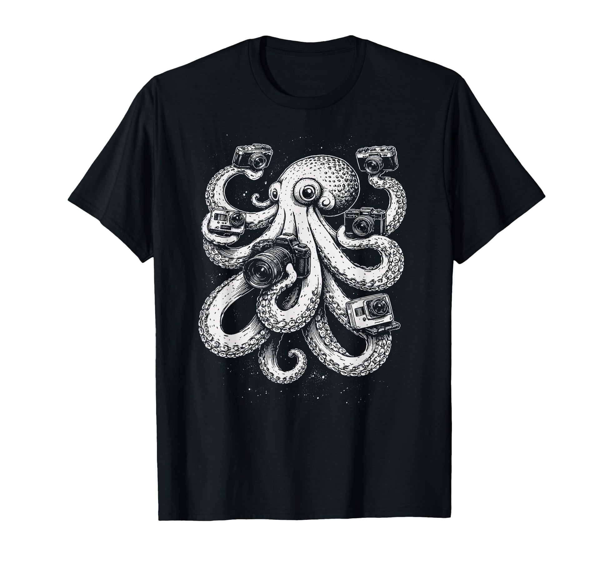 Octopus Photographer Camera Art T-Shirt - Custom Art Print Men Women - T-Shirt, Sweatshirt, Hoodie