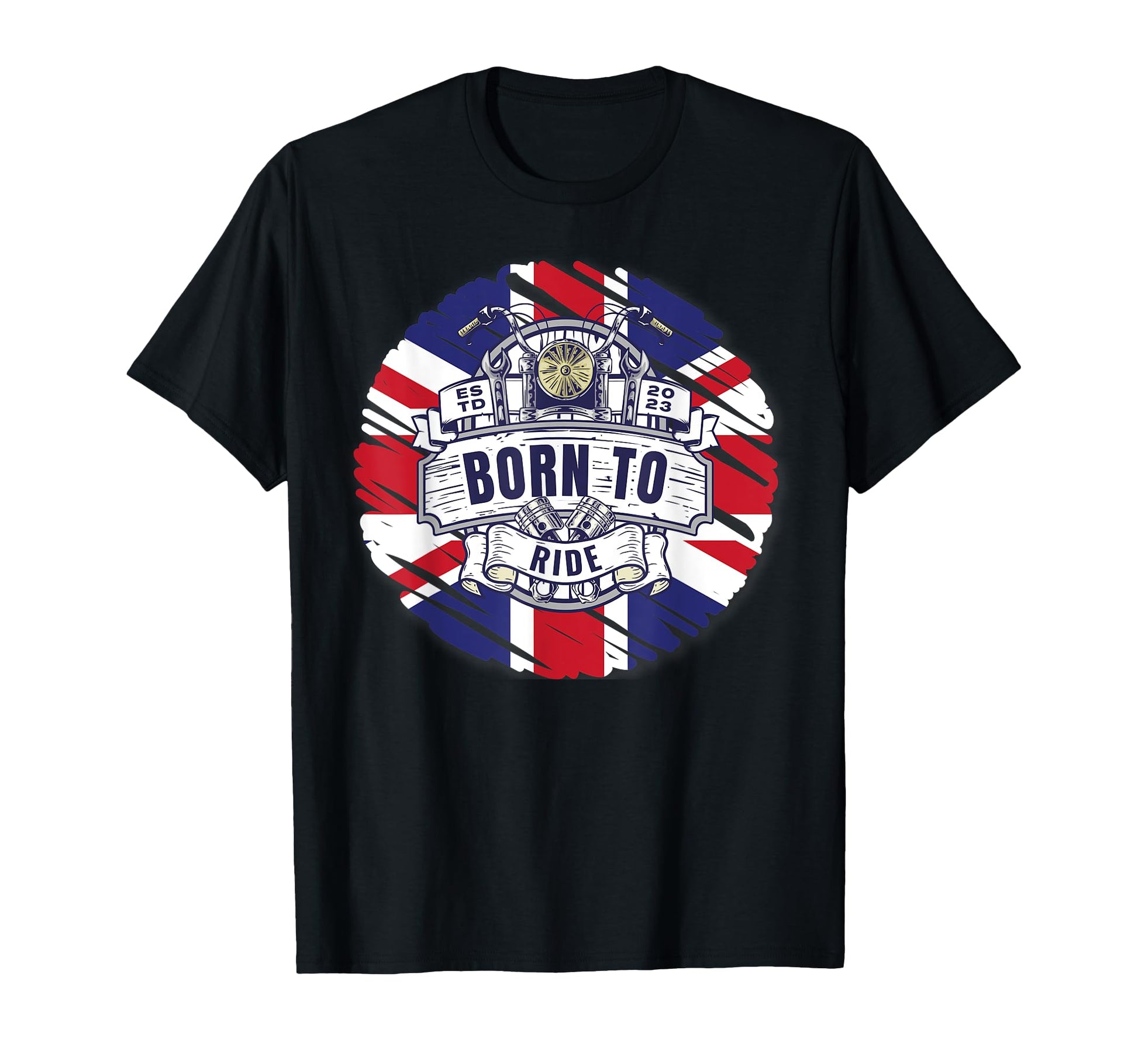 Uk Union Jack Motorcycle Gift Bikers T-Shirt - Minimalist Print for Adults - T-Shirt, Sweatshirt, Hoodie