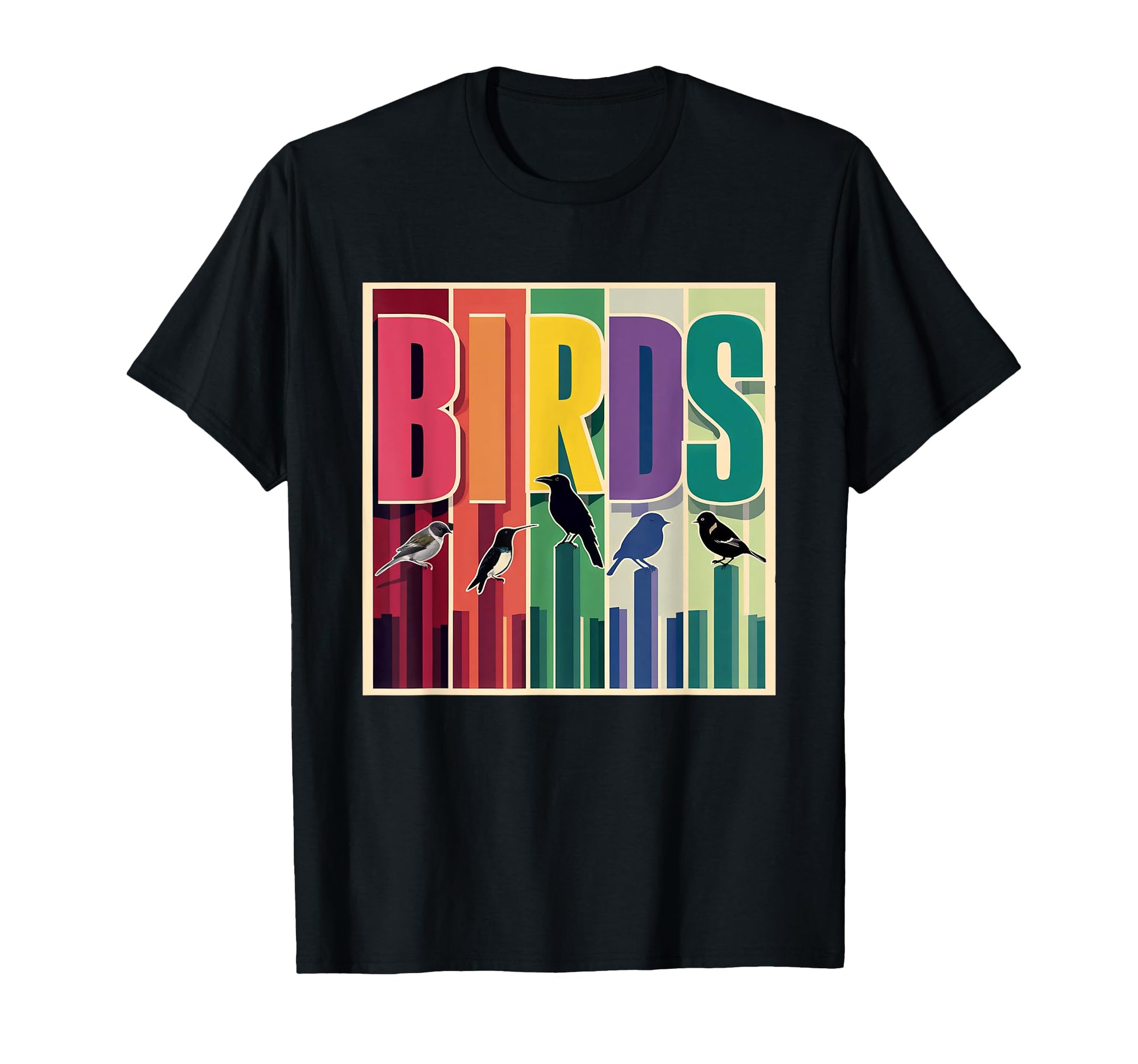 Birds Typography Bird Silhouettes T-Shirt - Novelty Apparel for Adults - T-Shirt, Sweatshirt, Hoodie