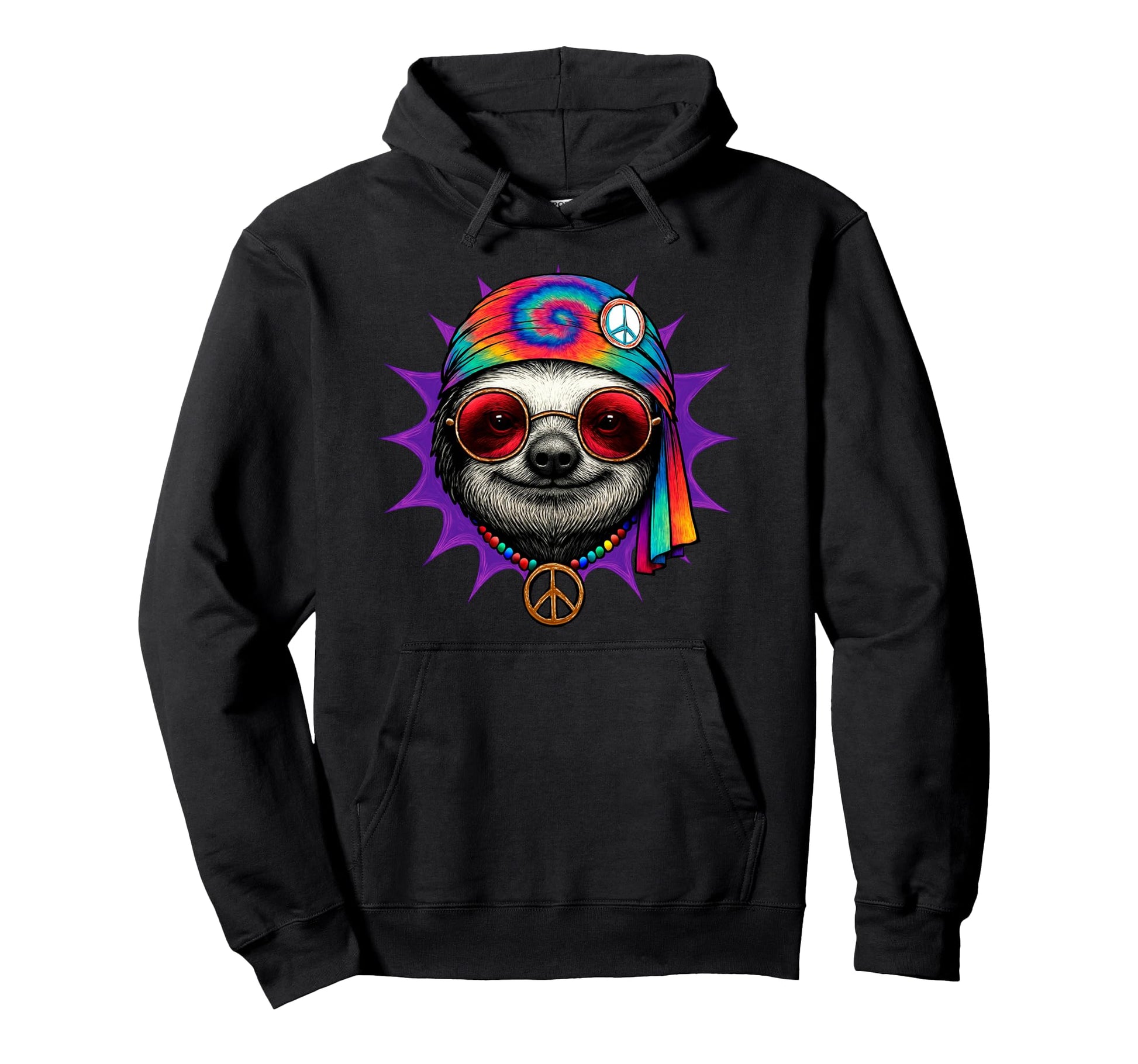 Lazy Tie Dye Hippie Festivals Peace Love Hoodie - Trendy Graphic for Adults - T-Shirt, Sweatshirt, Hoodie
