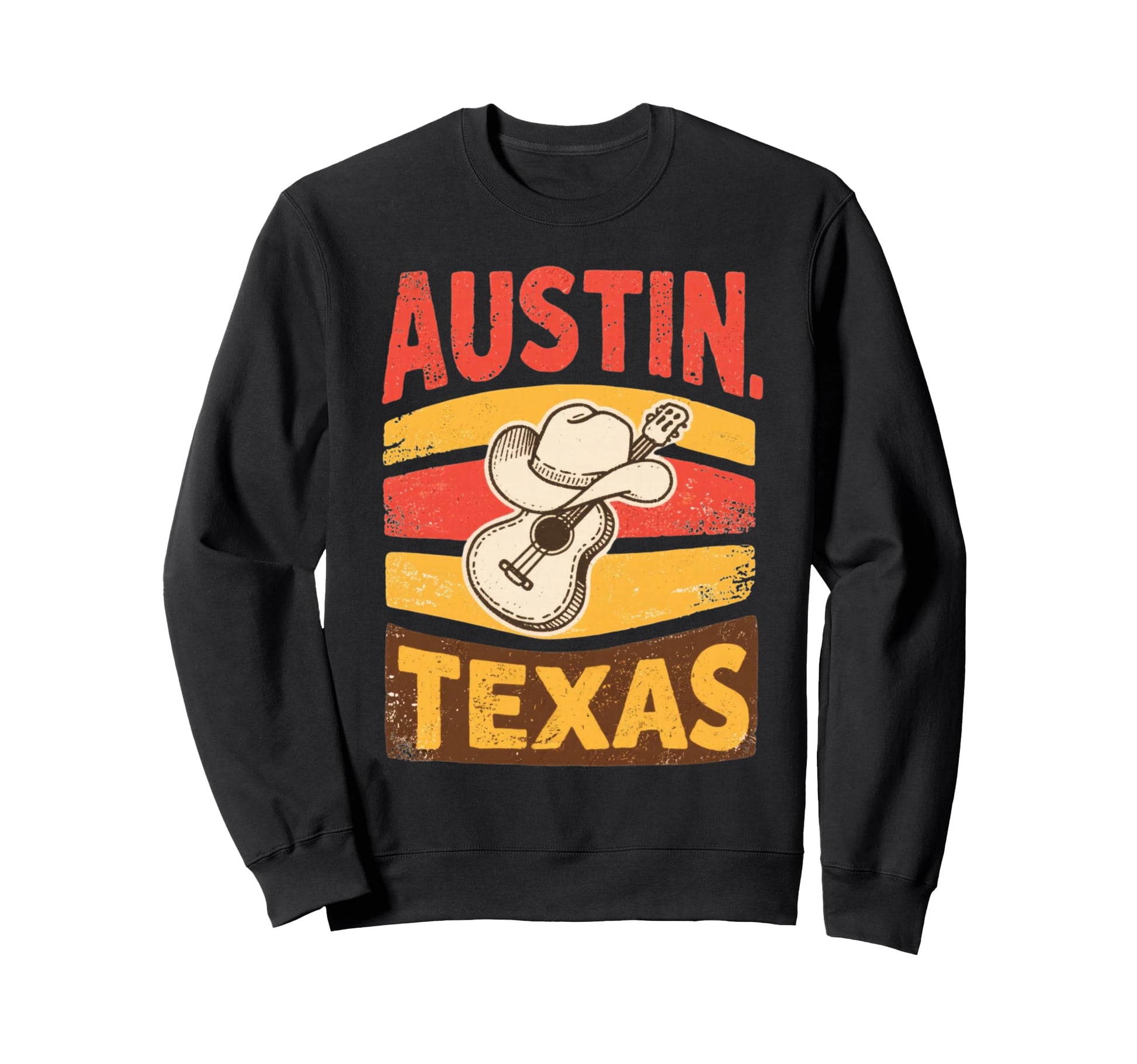 Austin Texas Cowboy Guitar Sweatshirt - Aesthetic Graphic for Adults - T-Shirt, Sweatshirt, Hoodie