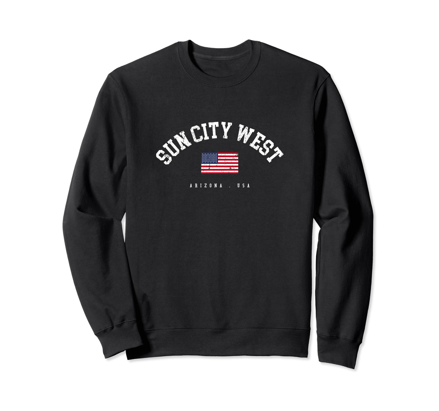Sun City West Az American Flag Usa Sweatshirt - Novelty Apparel for Adults - T-Shirt, Sweatshirt, Hoodie