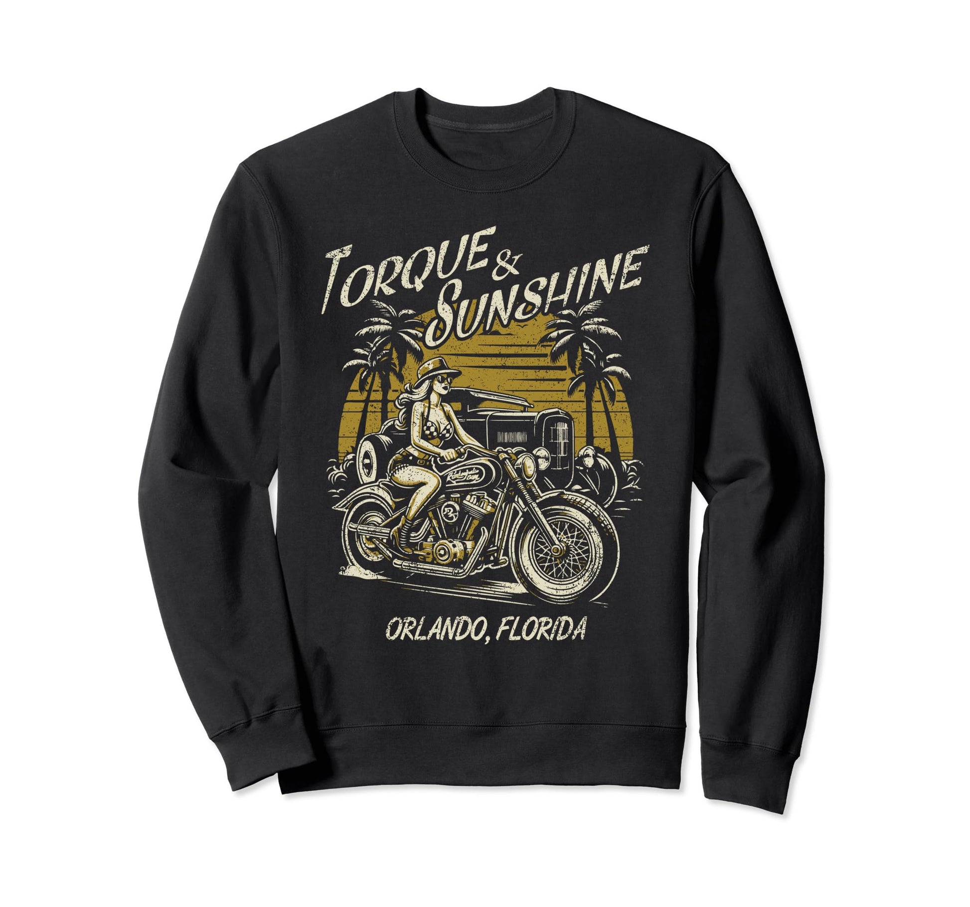 Orlando Florida Motorcycle Hotrod Sweatshirt - Graphic Print for Adults - T-Shirt, Sweatshirt, Hoodie