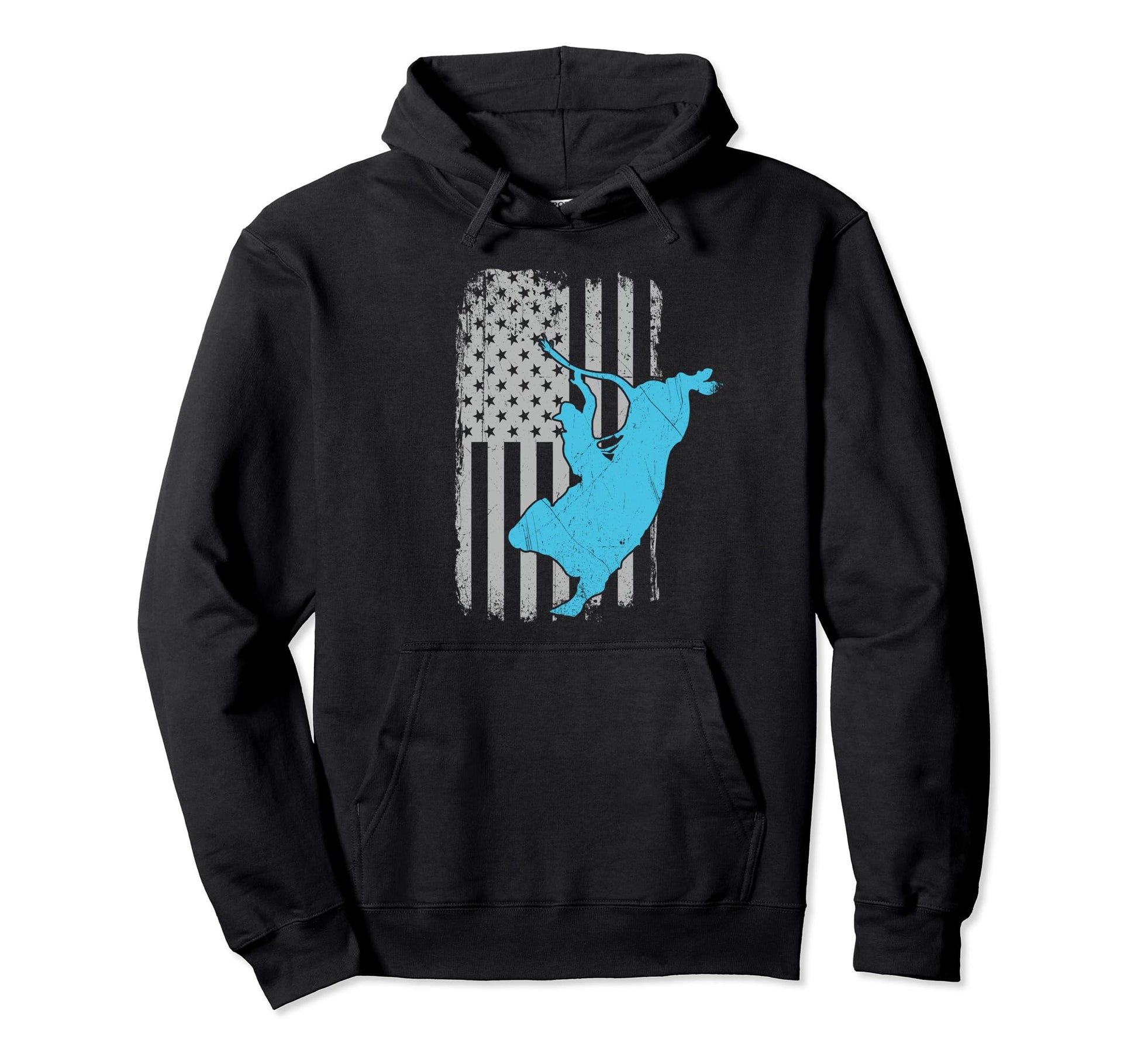 Bull Riding Rodeo Cowboy American Flag Hoodie - Unique Graphic for Adults - T-Shirt, Sweatshirt, Hoodie