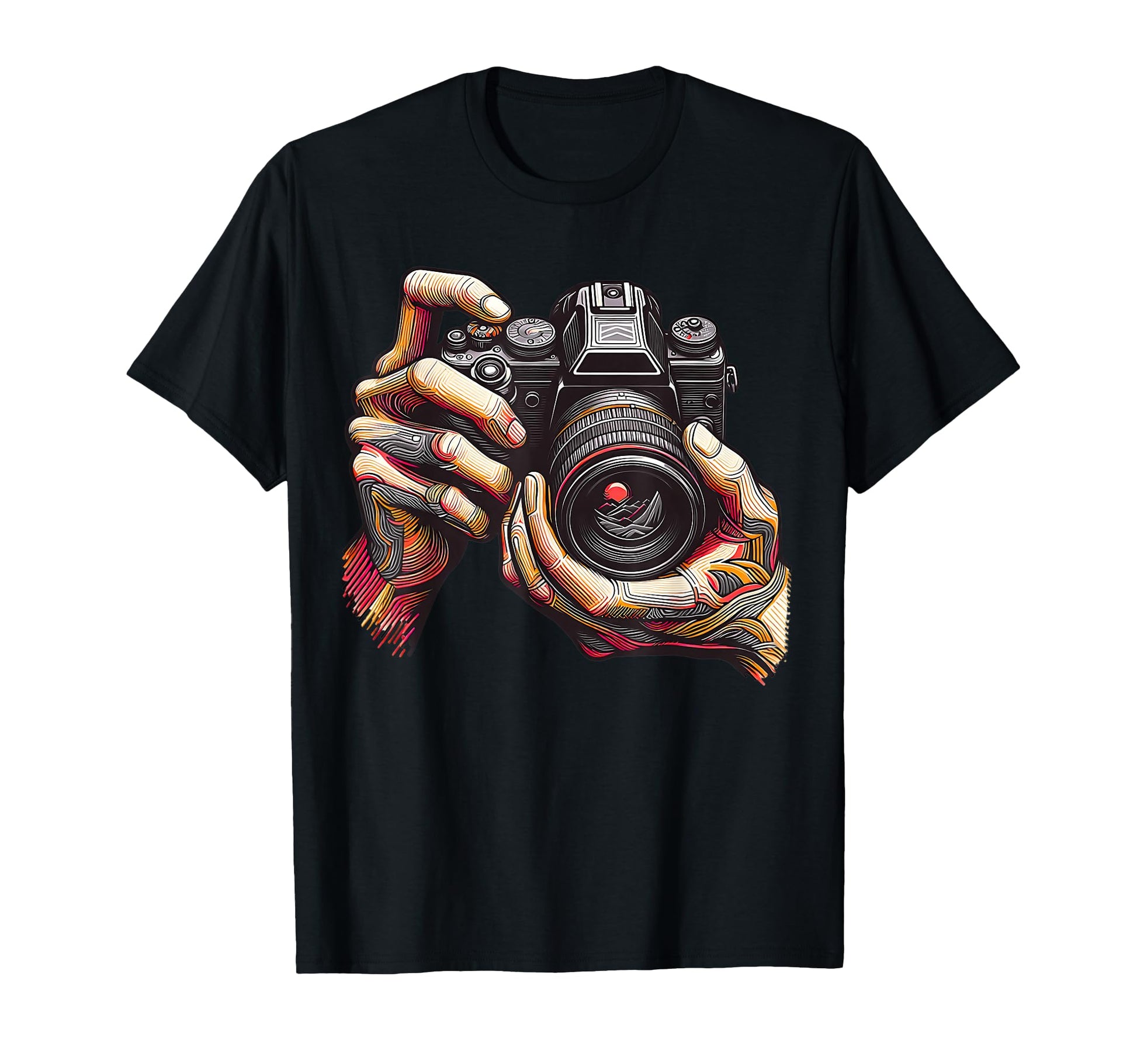 Slr Camera Hand Photojournalist T-Shirt - Custom Art Print Unisex - T-Shirt, Sweatshirt, Hoodie