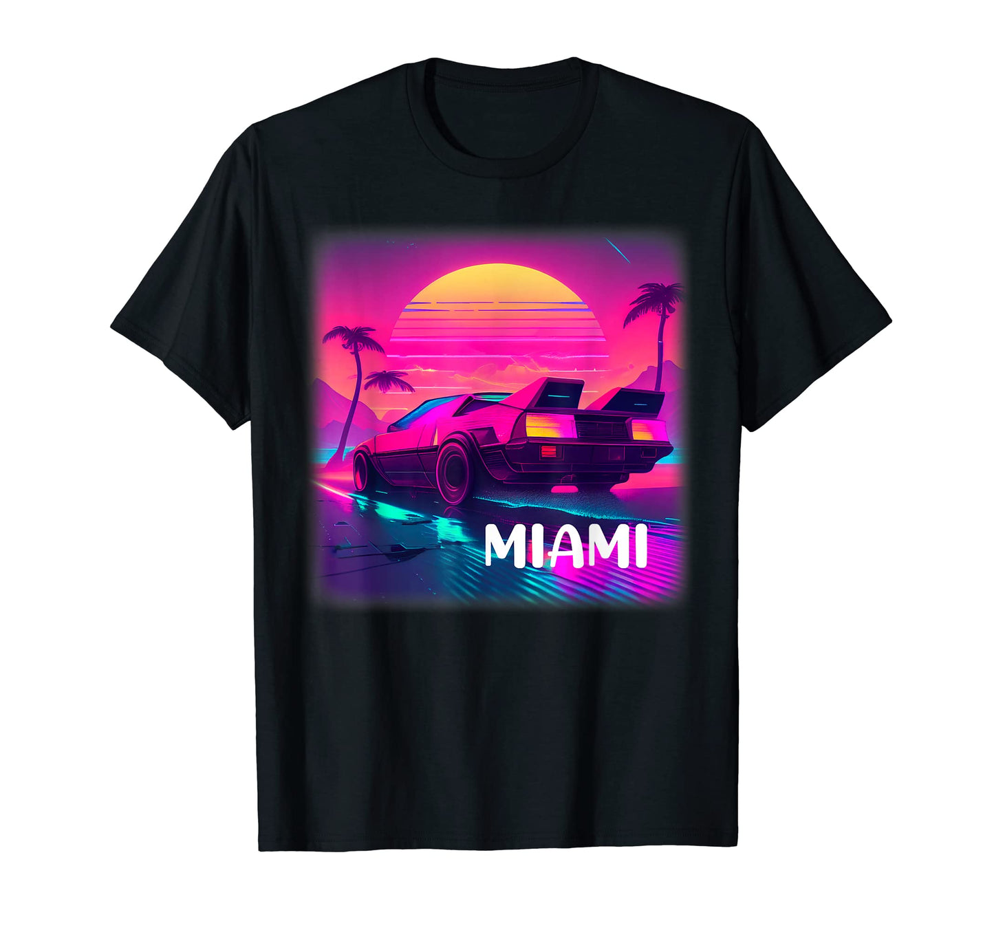 Miami Synthwave Vaporwave Sunset Palm T-Shirt - Streetwear Style Men Women - T-Shirt, Sweatshirt, Hoodie